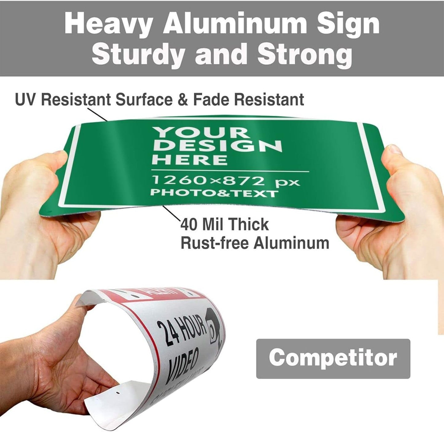 Custom Signs Outdoor Metal Sign - 12 x 8 Customized Personalized Aluminum for Office, Home, Business, Decor, Road Signs, Rust-Proof (White Text Box)