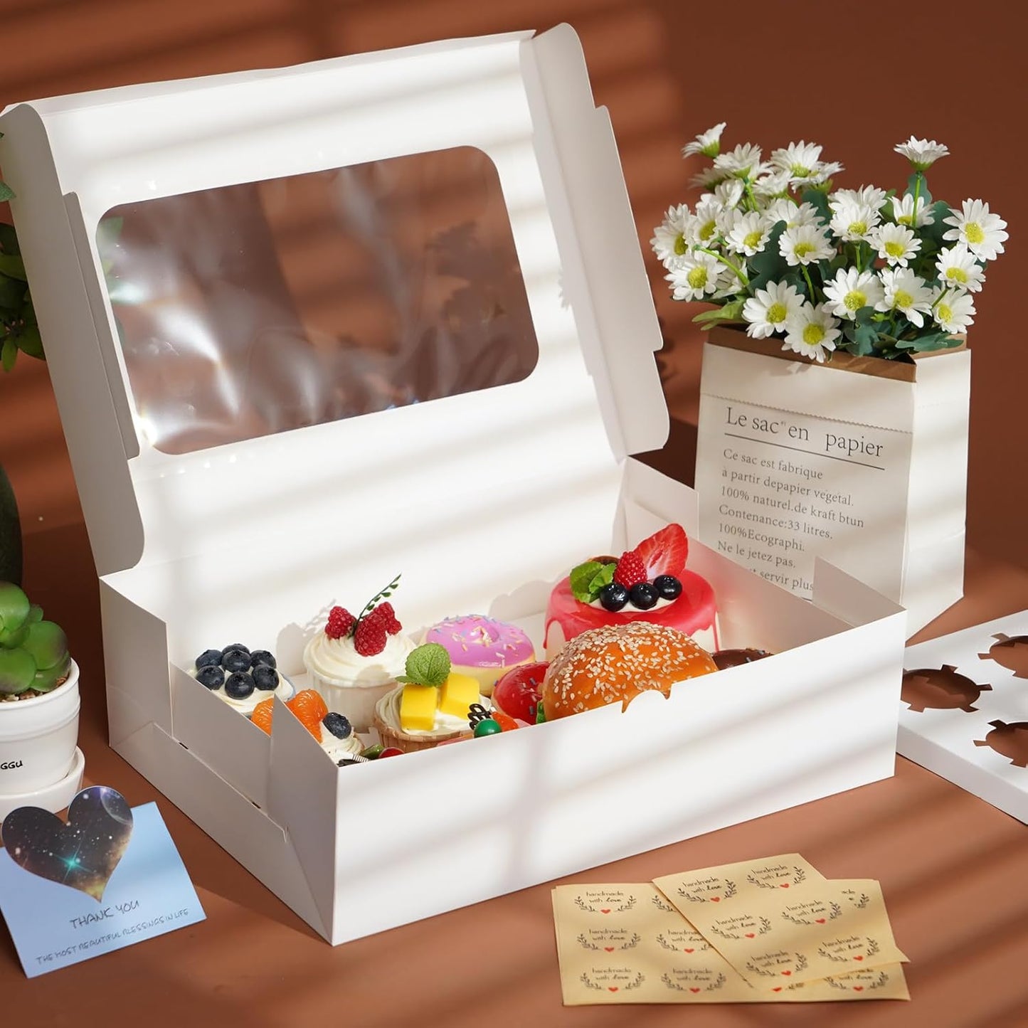 Yeplan 20 Packs Cupcake Boxes,12 Count Cupcake Boxes with Clear Window,13.4x9.8x4 Inch Cookie Boxes,Cupcake Containers,Bakery Boxes for Birthday,Wedding,Party