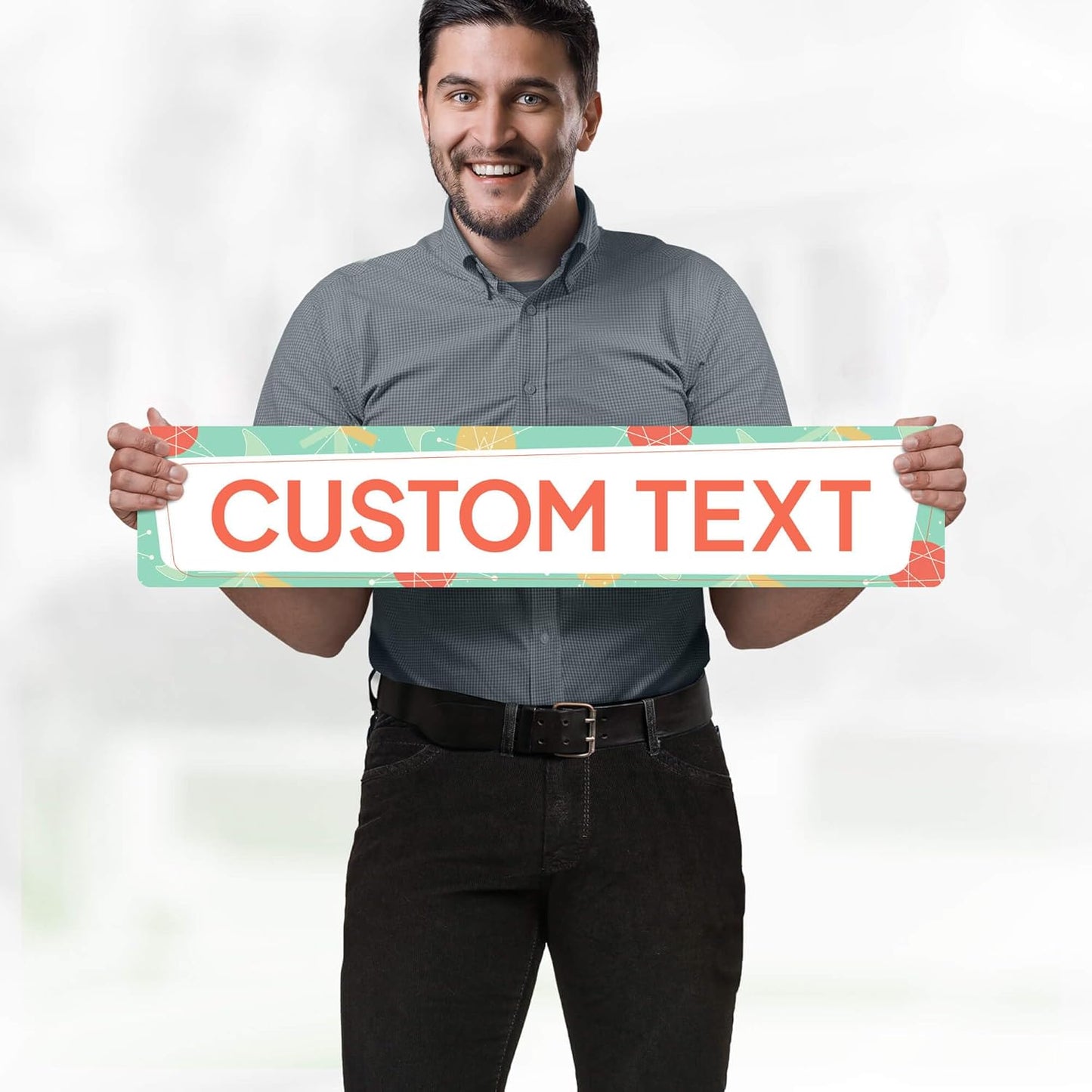 Custom Sign, Custom Street Sign, 11 Font Colors, 13 Font Styles, 4 Hole Options, 22 Sizes, 6x30 Inches, Rust Free DiBound, Fade Resistant, Made in USA by My Sign Center (Mid-Century Modern 2)