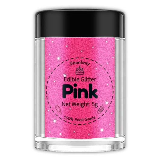 Shanlinly Pink Edible Glitter for Cakes Drinks - Food Grade 5g Shimmer Luster Glitter Dust Edible Glimmer Powders for Strawberries, Sprinkle on Sparkle, Chocolate, Cookie, Cupcake, Cocktail, Vegan