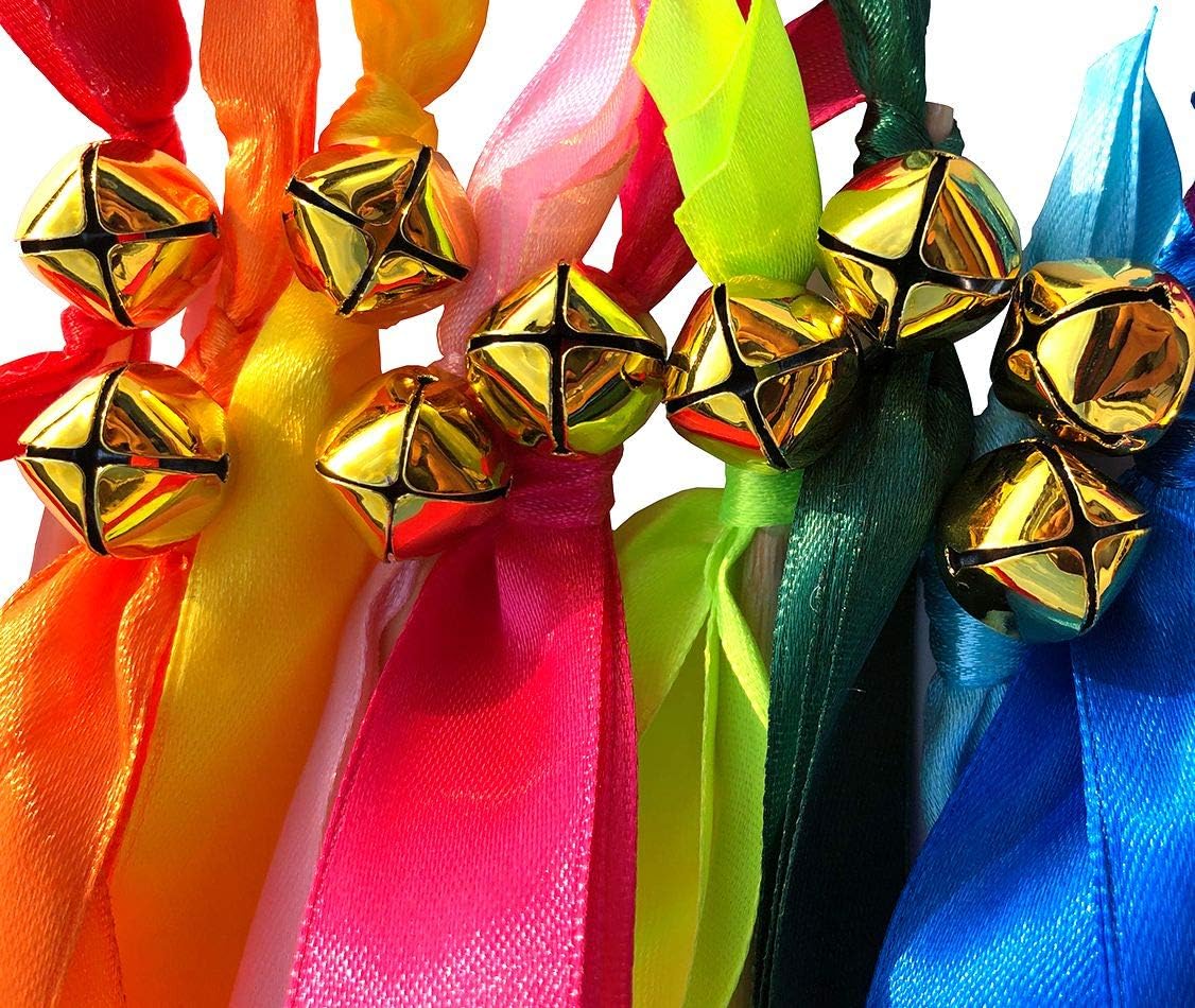 Kingsnow 50 Pack Ribbon Wands Wedding Streamers with Bells, Silk Fairy Stick Wish Wands Party Favors for Wedding Send Off Party Activities Table Holiday Celebration