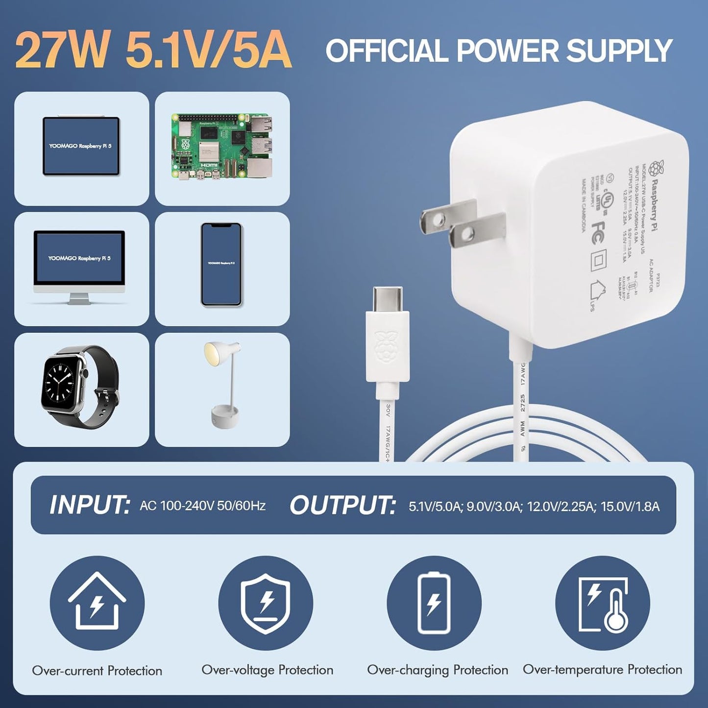 Raspberry Pi 5 Starter Kit with Pi 5 4GB RAM Board, 27W USB-C Pi 5 Power Supply, 128GB Card, Raspberry Pi 5 Aluminum Case