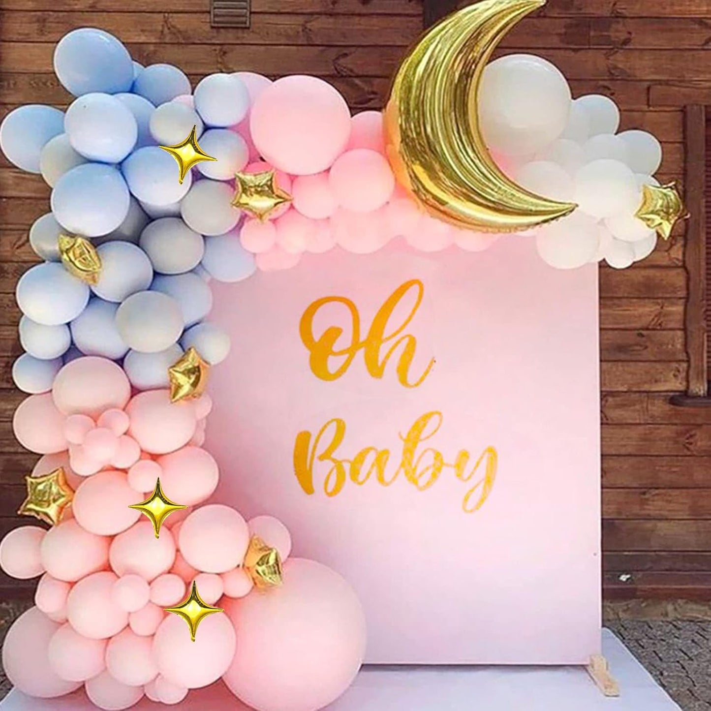 50pcs Moon and Star Balloons Gold，36"Moon Foil Balloons 18"10" Star Foil Balloons Four Pointed Star Balloon Mylar Balloon for Baby Shower Christmas Anniversary Wedding Birthday Party