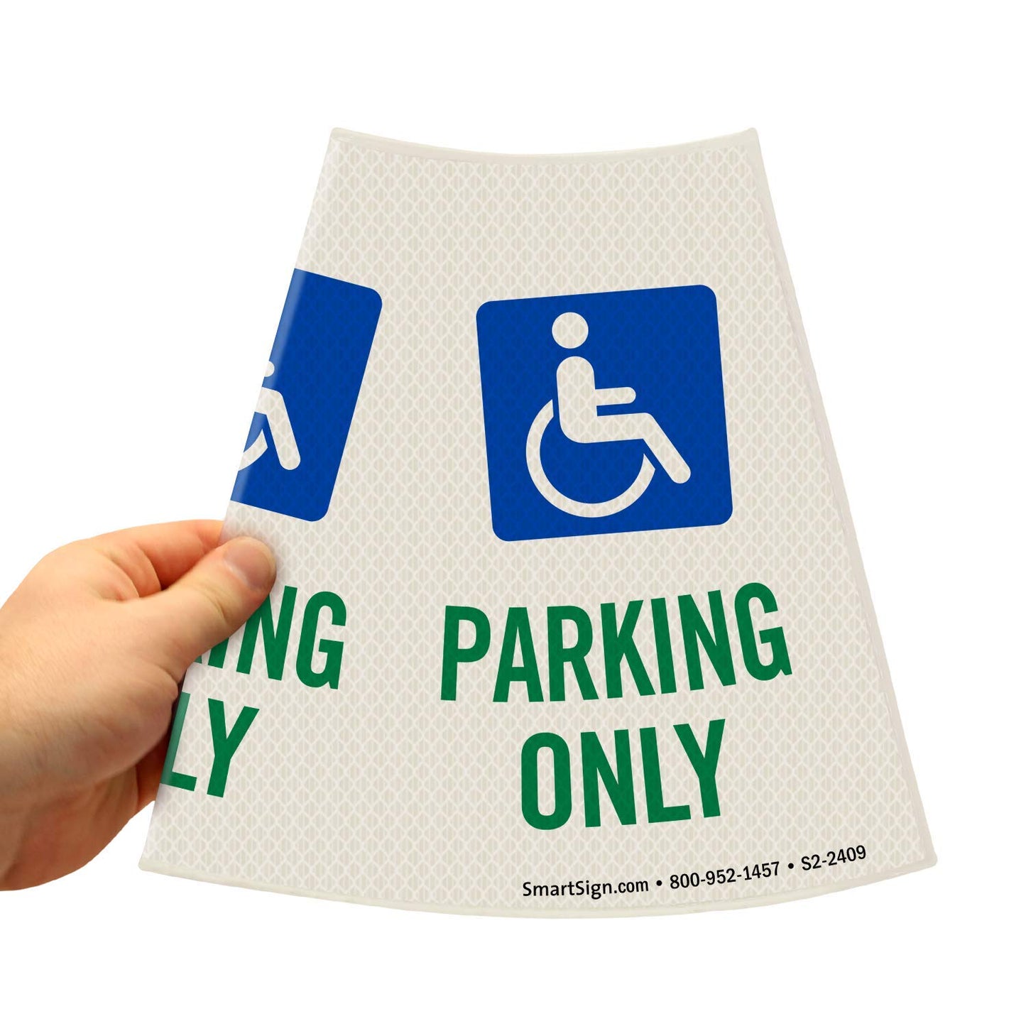 SmartSign “Handicapped Parking Only” Bright Reflective Cone Message Sleeve, [Cone Not Included]