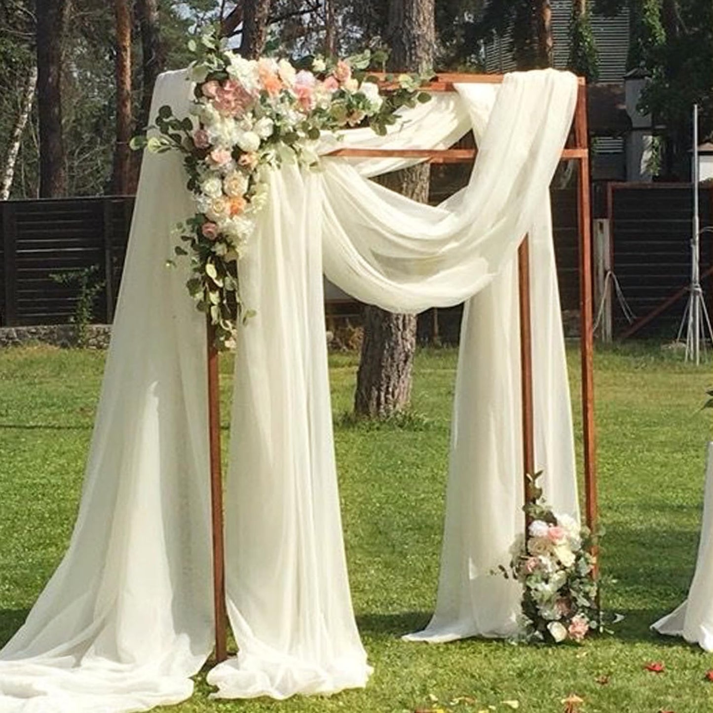 Wedding Arch Draping Fabric 4 Panels 20Ft length x 28" width Ivory Arch Drapes Chiffon Fabric Sheer Curtains Backdrop for Party Bridal Ceremony Ceiling Decor Wedding Stage Reception Decorations