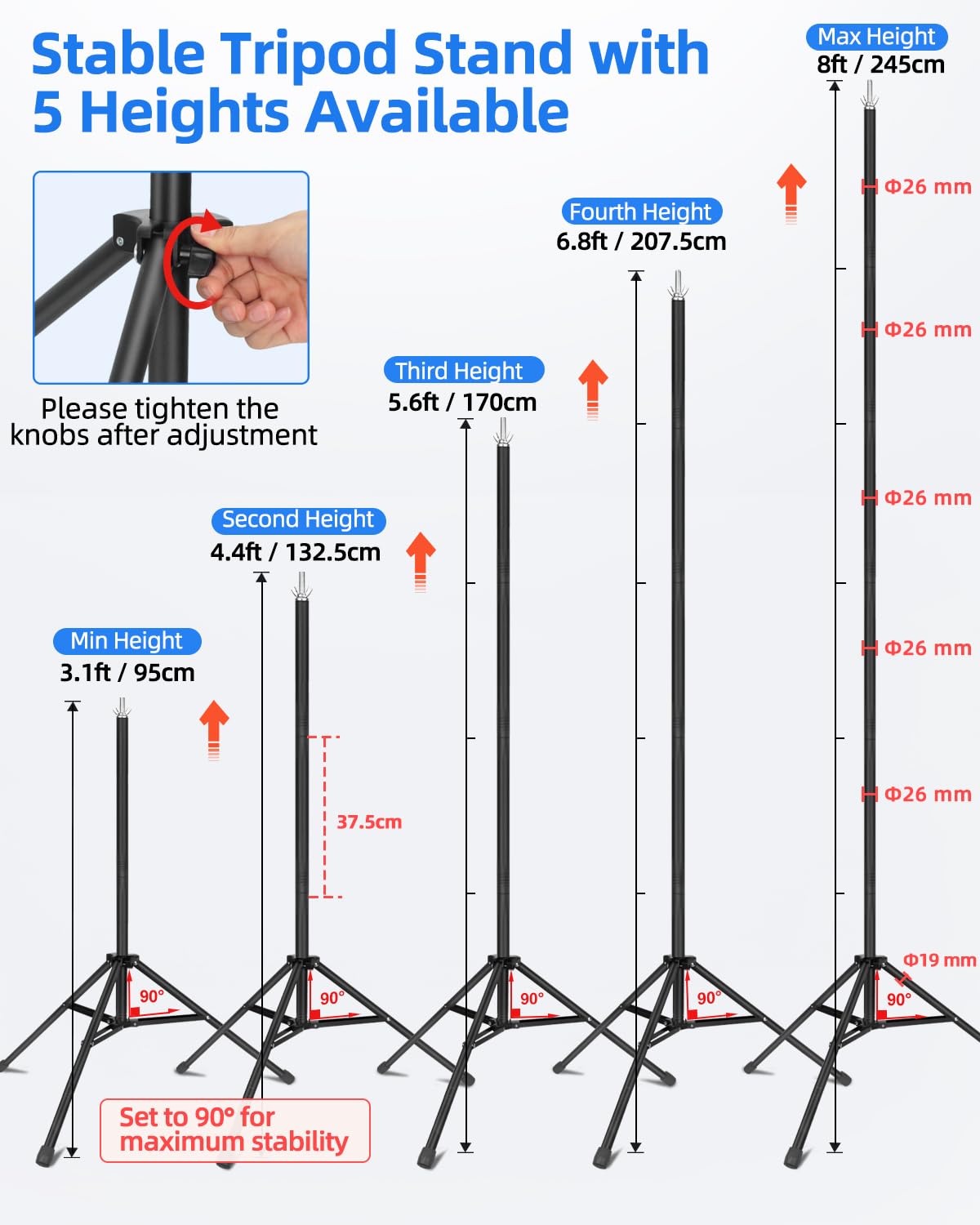 Hemmotop Backdrop Stand 10x8ft, Versatile Sizes Adjustable Banner Holder