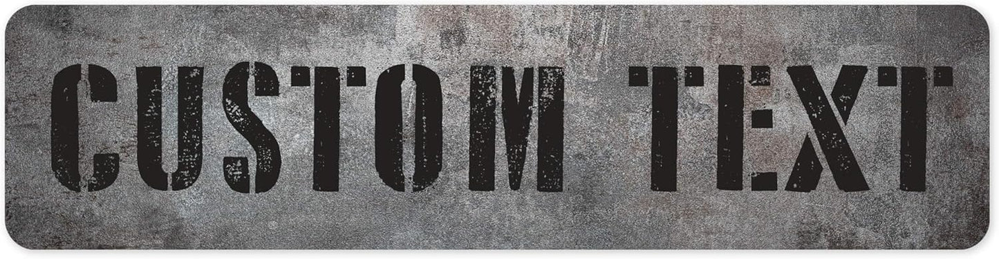 Custom Sign, Custom Street Sign, 11 Font Colors, 13 Font Styles, 4 Hole Options, 22 Sizes, 12x48 Inches, Rust Free DiBound, Fade Resistant, Made in USA by My Sign Center (Grunge Metal)