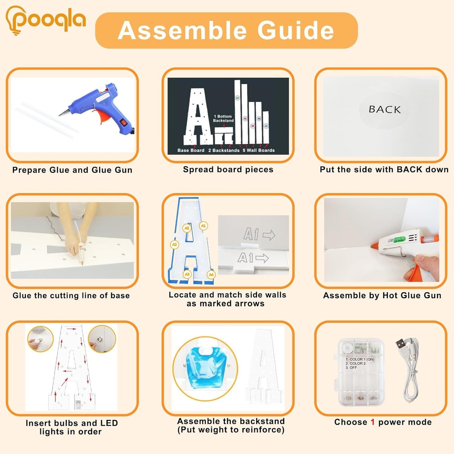 Pooqla 4 FT Marquee Light Up Letters, Cool White and Warm White Marquee Letter 4 Feet Tall, Giant LED Sign Big Mosaic Letter E for Balloons Birthday Party Anniversary Wedding Decorations