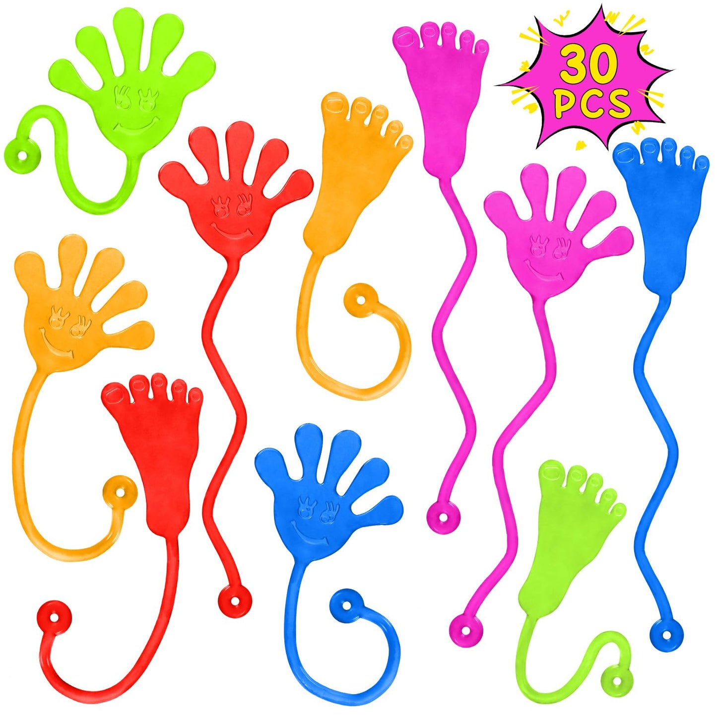 Sticky Hands Bulk 30 PCS Party Favors for Kids 4-8,8-12 Year Stretchy Sticky Hand Feet Goodie Bags