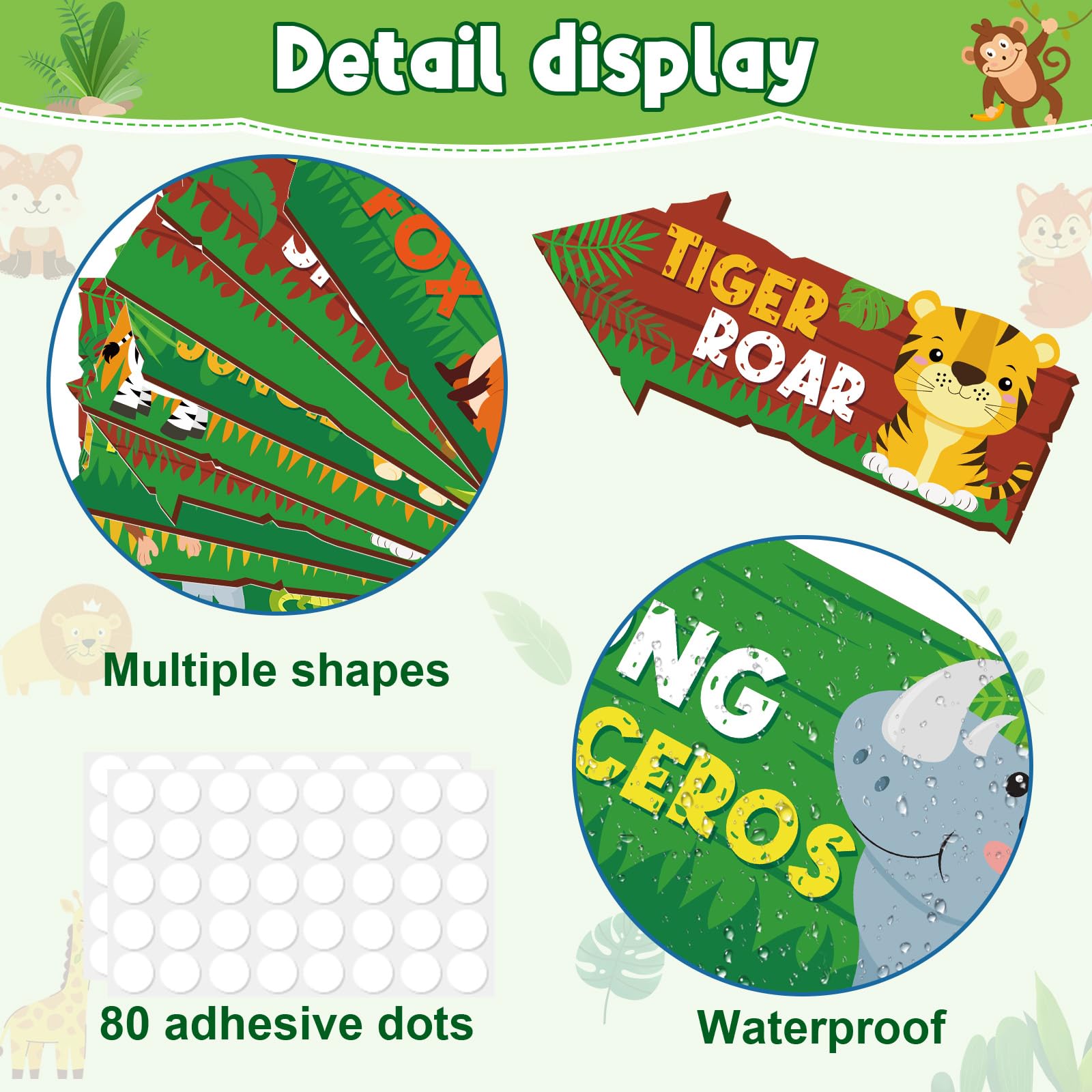 24 Pieces Safari Party Sign for Welcome to Jungle Safari Theme Party Decorations Wild Animal