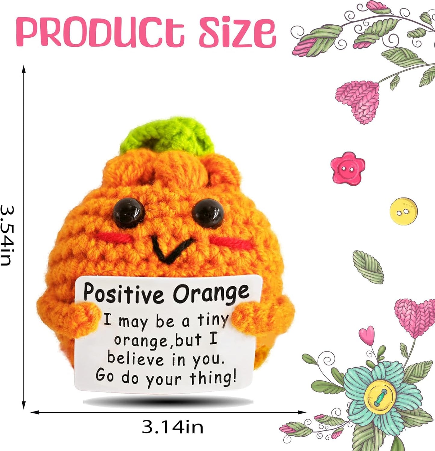 Crochet Emotional Support Orange-Handmade Mental Health Gifts for Friends,Family-Uplifting Gifts for Grandpa,Grandma Mom,Dad,Teens