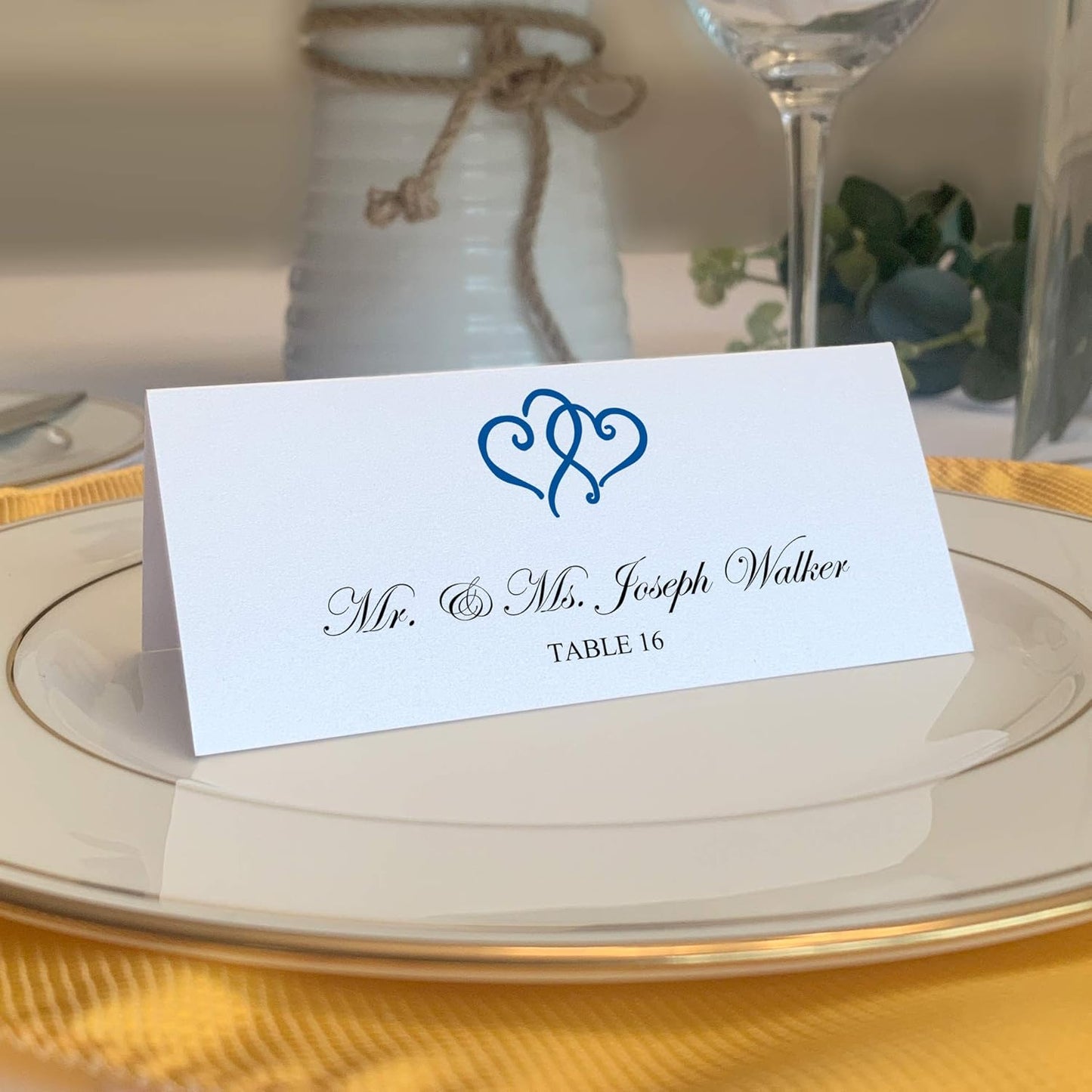 Linked Hearts Printable Place Cards, Royal Blue (Choose Color), Set of 150 (25 Sheets), Laser & Inkjet Printers - Wedding, Party, Dinner, and Special Events - Made in the USA