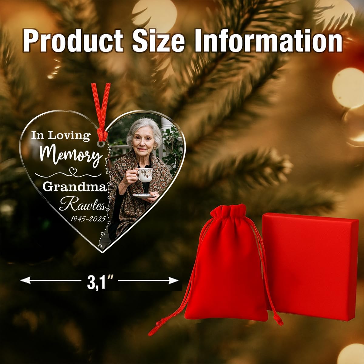 Personalized Memorial Glass Ornament 2025 – I Am Always with You Ornament, Custom Photo Memorial Christmas Ornament, Christmas|Birthday|Anniversary Keepsake for Loss of Loved One (M2)