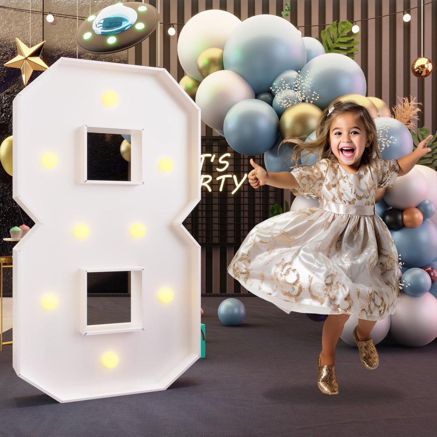imprsv 3FT Marquee Numbers, Light Up Numbers for 18th 80th Birthday Decorations Anniversary Party Decor, Number 8 Light Up Number, Pre-Cut Foam Board Kit