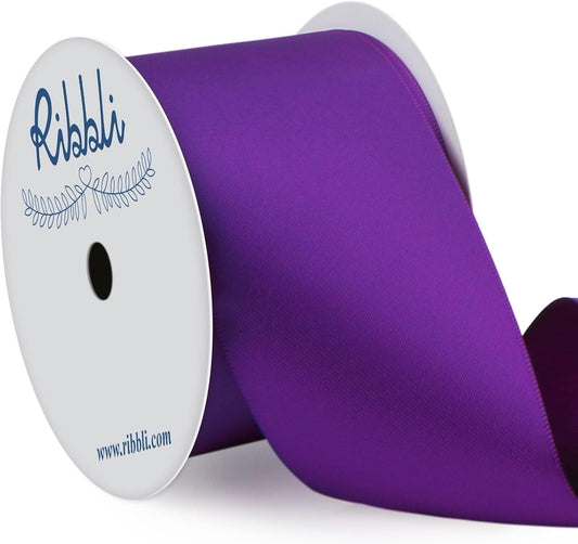 Ribbli Purple Satin Ribbon 2 Inch x Continuous 10 Yards, Double Faced Satin Ribbon Use for Bows Bouquet,Gift Wrapping,Floral Arrangement,Wedding Decoration