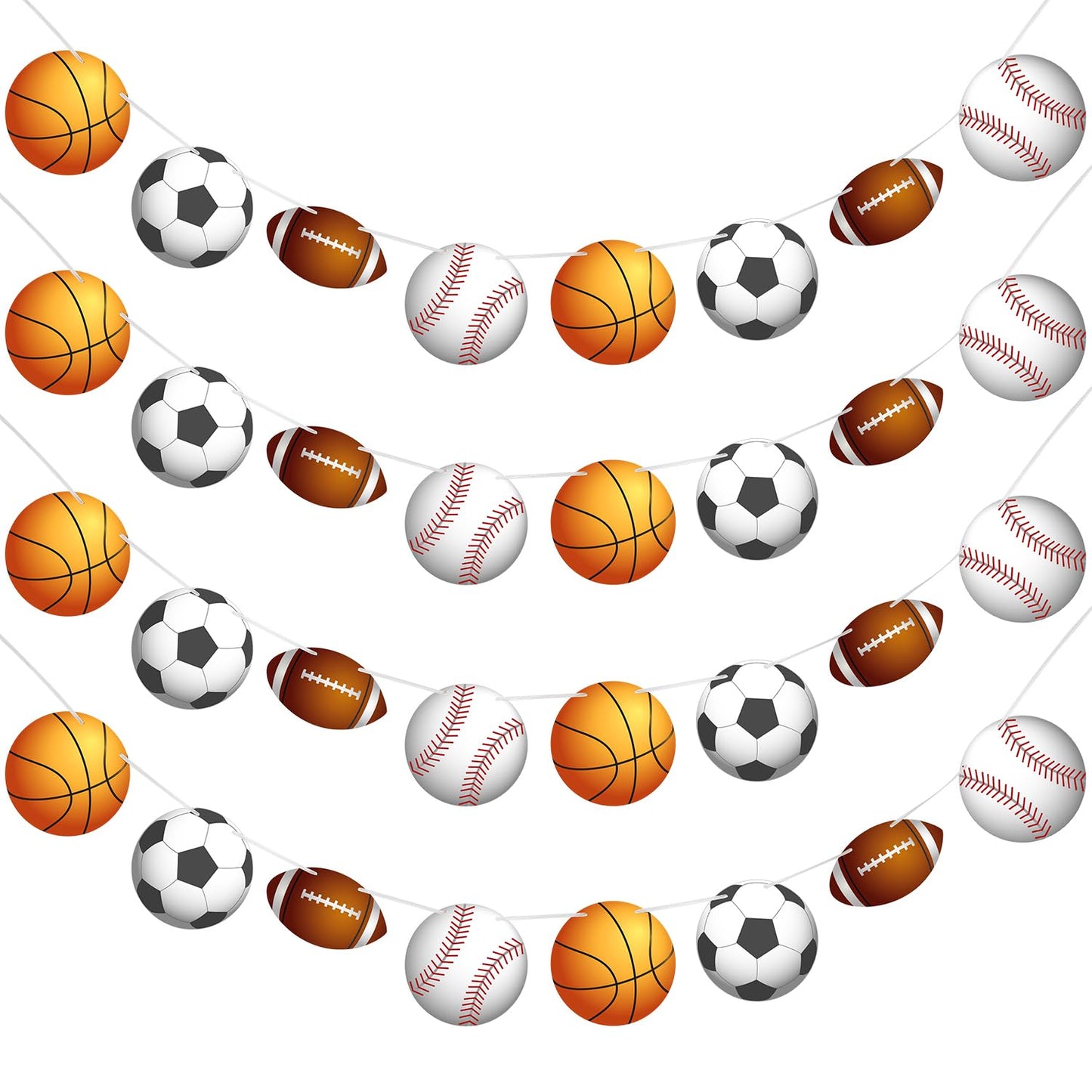 Outus 4 Pcs Sports Theme Party Banner Decorations, Basketball Football Baseball Soccer Hanging