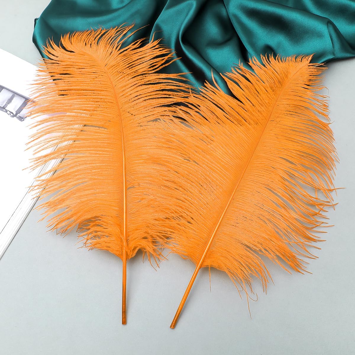 Ballinger Orange Large Ostrich Feathers - 24Pcs 10-12inch Large Orange Feathers for Vase,Wedding Party Centerpieces and Halloween Home Decor