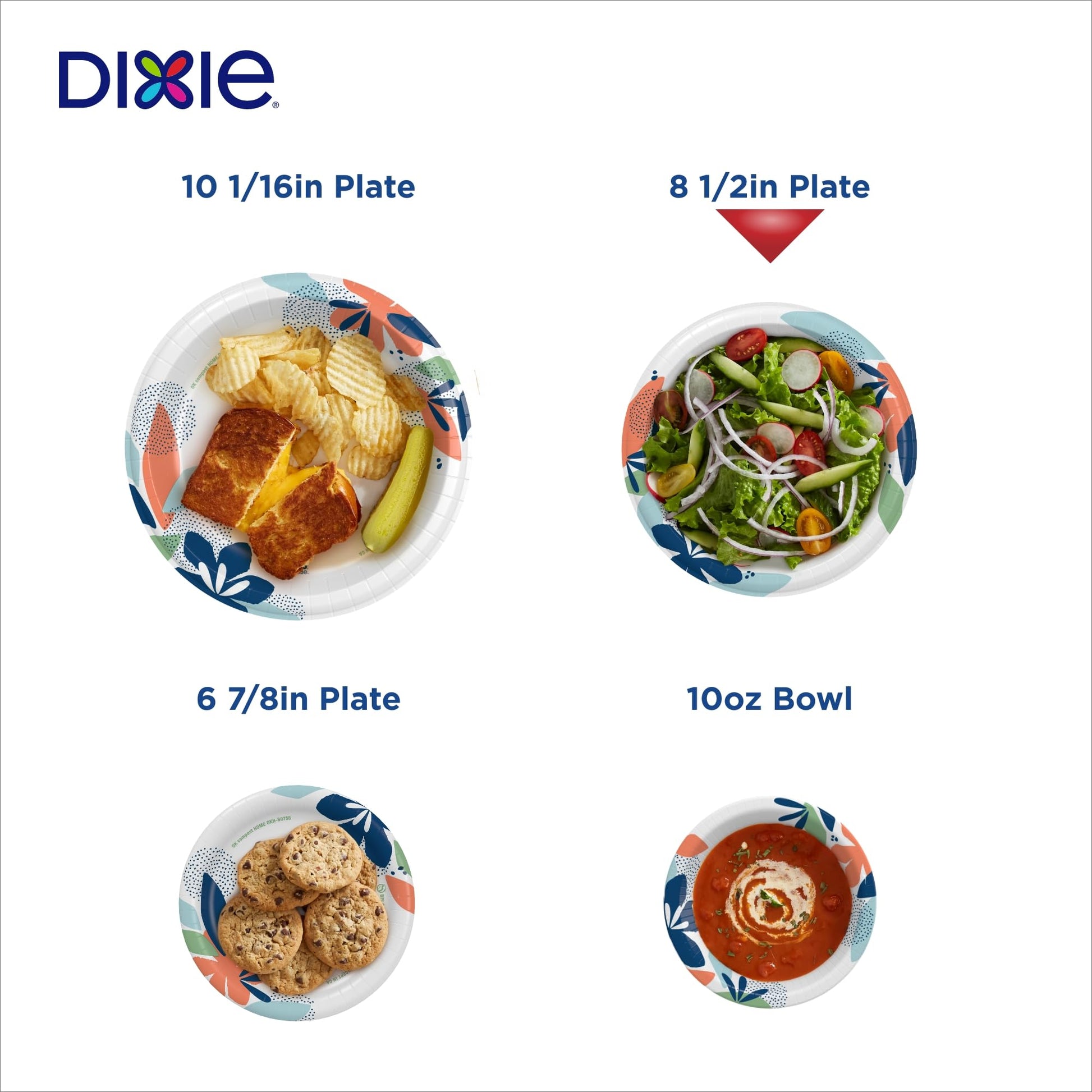 Dixie Medium Paper Plates, 8.5 Inch, 90 Count, 2X Stronger*, Microwave-Safe, Soak-Proof, Cut