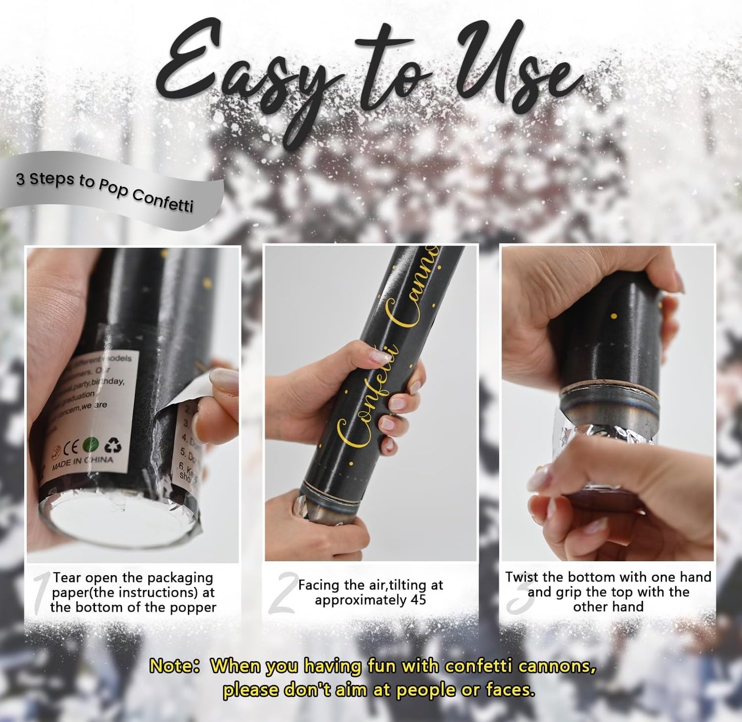 Confetti Cannon White Party Poppers 12 Pack Paper Confetti Poppers Wedding Confetti Shooters 12 inch Cannons for Wedding Graduation New Year Eve Celebration Christmas Birthday Party