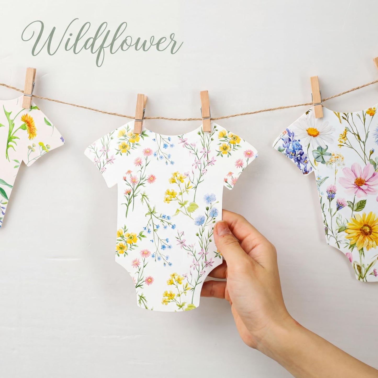 Frienda Baby in Bloom Paper Banner Wildflower Dress Bodysuit Garland Outfit Set with Clips Hemp