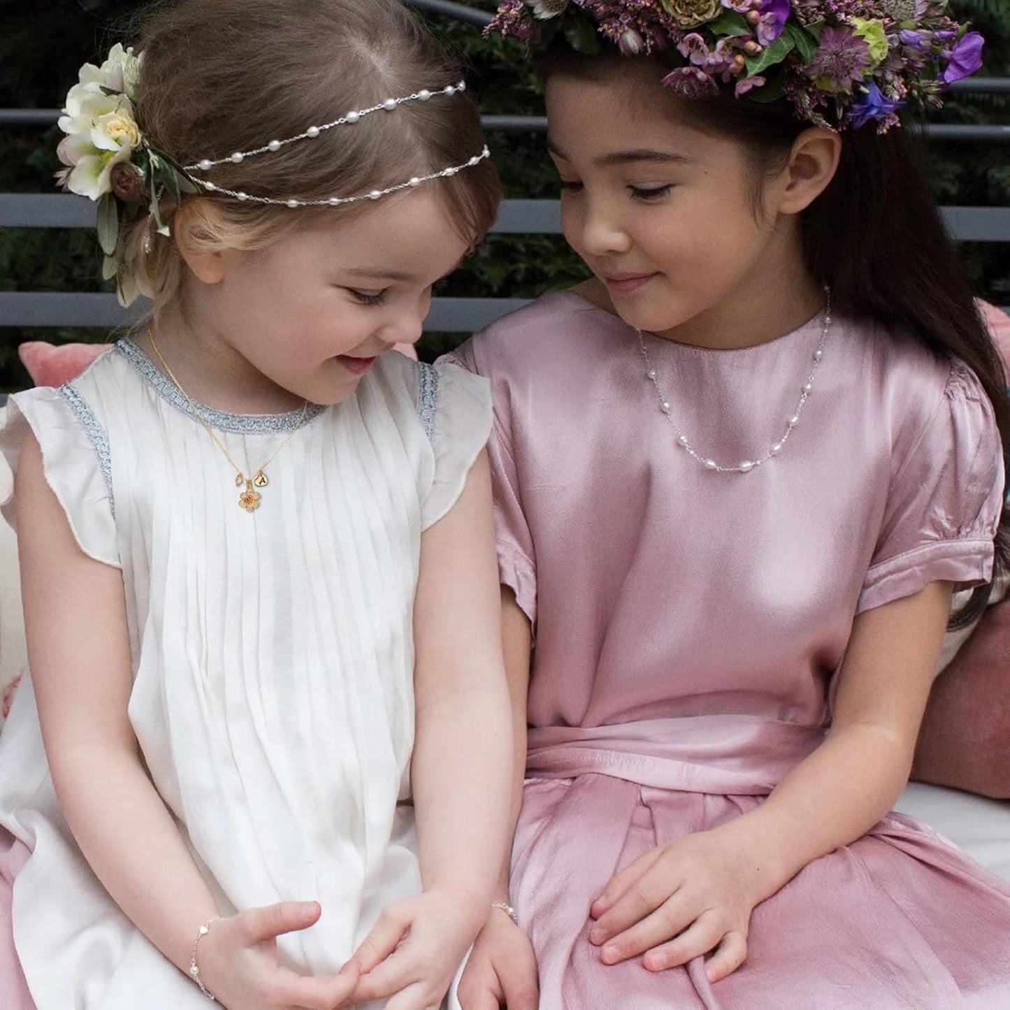 IEFLIFE Flower Girl Gifts - 14K-Gold-Plated Heart Initial Necklace Wedding Gift for Girls