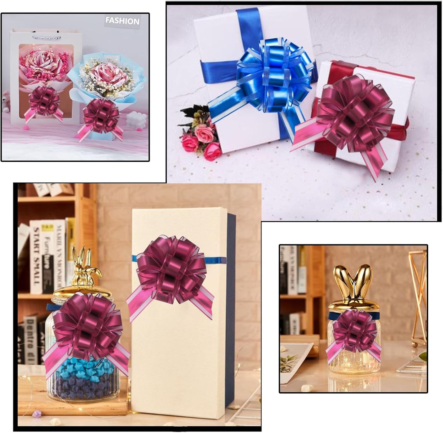 7 Pieces Large Pull Bows, 6 inche, Big Bow for Gift Wrapping, Christmas Party Birthday Gift, Wedding Baskets,Valentine's Day Gift Decorations, Flower Decoration (Wine red)