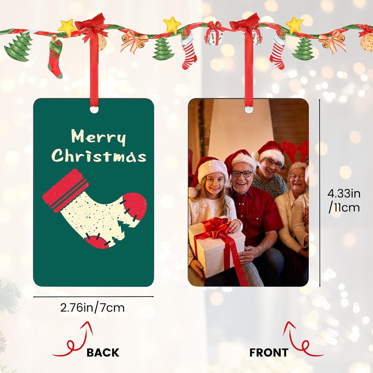 Personalized Christmas Ornaments 2025 Double-Sided Custom Photo Picture Text Ornament Customized Wood Xmas Tree Decorations for Kids Couples Family Dogs Cats