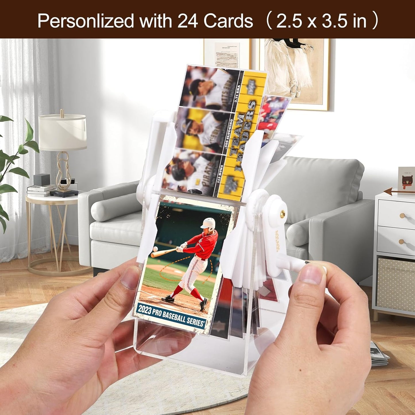 24-Slot Card Flip Book Display Stand,Trading Card Holder with Clear Protector for Gaming Cards, MTG, Sports Cards (Baseball/Basketball)