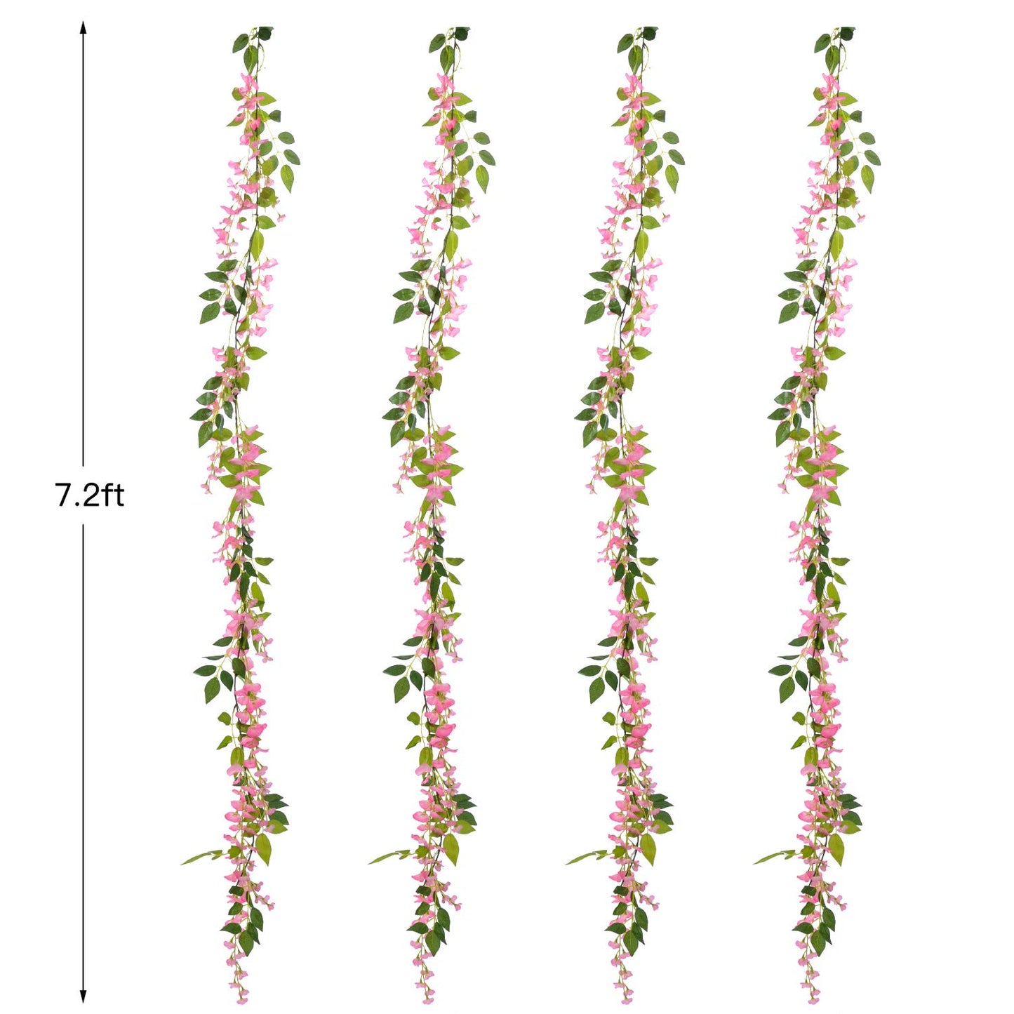 Lvydec Wisteria Artificial Flowers Garland, 4 Pcs Total 28.8ft Artificial Wisteria Vine Silk