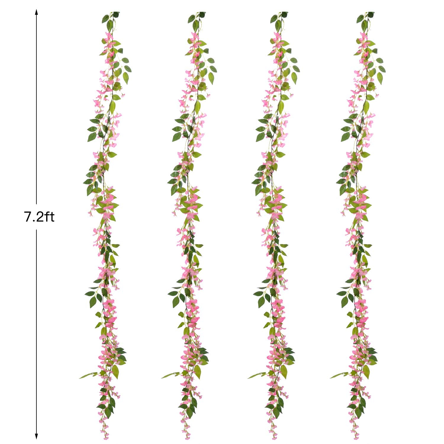 Lvydec Wisteria Artificial Flowers Garland, 4 Pcs Total 28.8ft Artificial Wisteria Vine Silk