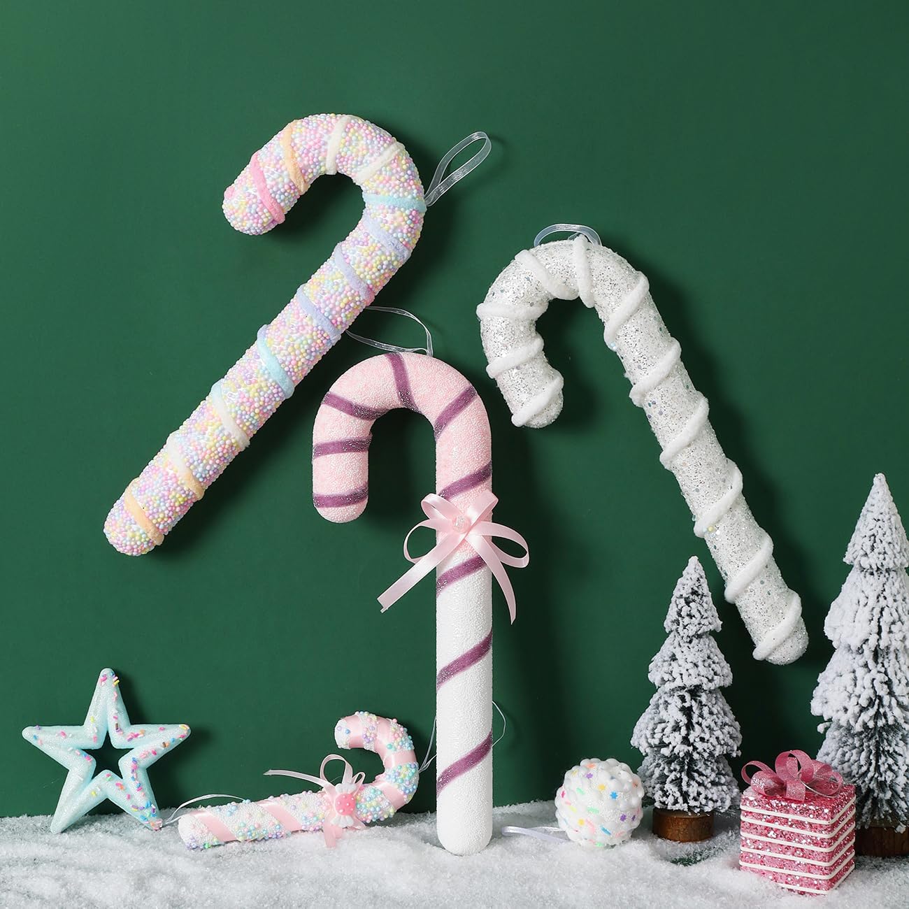 LANGXUN 6pcs Candy Land 2025 Xmas Birthday Party Wedding Suppiles Decoration, Hanging Candy Cane Christmas Tree Décor, Christmas Decorative Hanging Ornaments Crafts