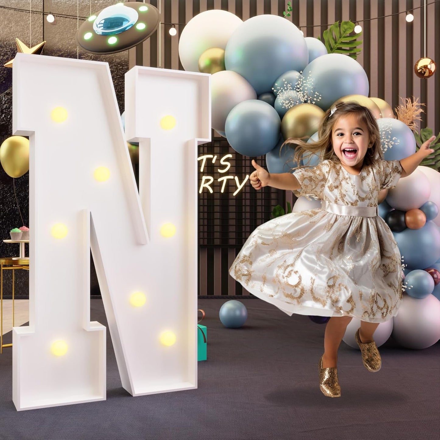 imprsv Marquee Light Up Letters, 3FT Marquee Letters for Birthday Baby Shower Wedding Decorations Light Up Letters for Engagement Party Decor, Large Marquee Letters for Party Decorations, Letter N