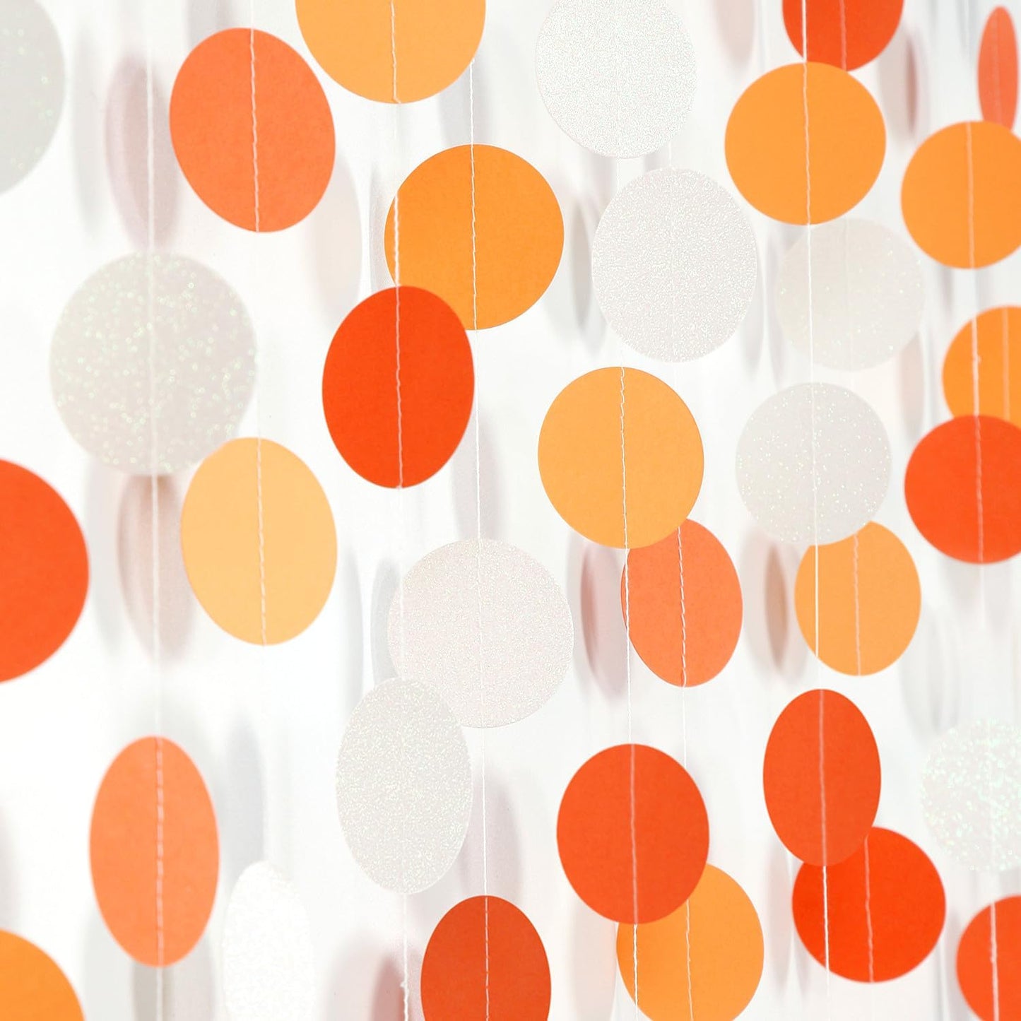 Orange White Fall Party-Decorations Garland-Streamers - 52ft Groovy Boho Hanging Paper Banner,Baby Bridal Shower Wedding Autumn Birthday Sunset Halloween Thanksgiving Day Supplies Decor Hugfond