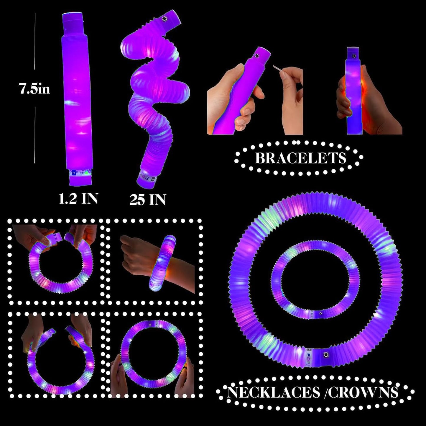 Pink 24 Pack Light Up Party Favors Supplies,Bulk Glow Sticks Bracelet,Necklace Accessories for Kids,Birthday Return Gifts Treats,Easter Basket Goodie Bag Stuffer Fillers for Boys Girls