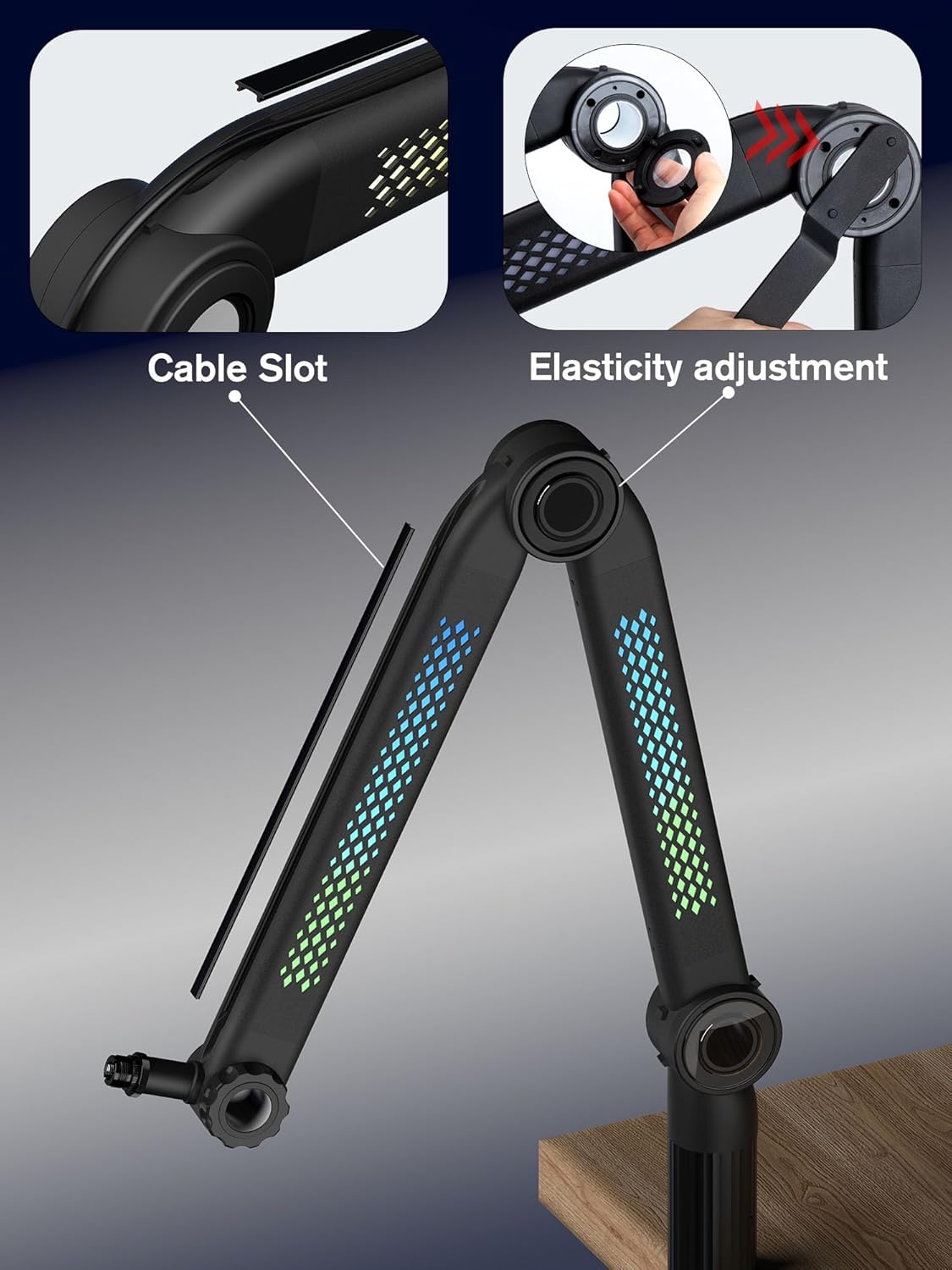 SUNMON RGB Mic Arm ??Adjustable Boom Arm with Rhythm RGB Lighting for Blue Yeti, HyperX QuadCast, Rode, Fifine AM8, and More ??Perfect for Podcasting, Streaming, and Gaming