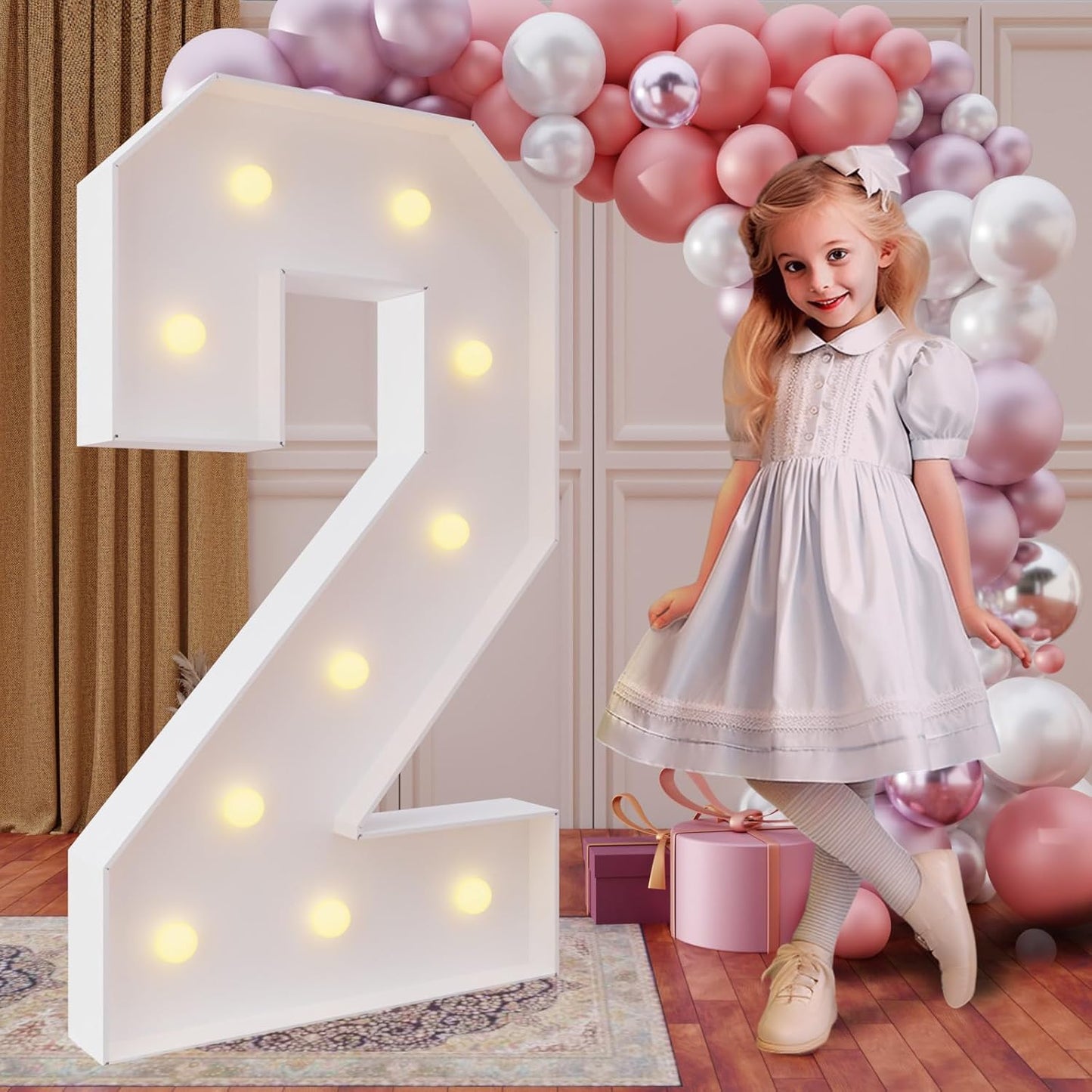 imprsv 4FT Marquee Numbers,DIY Marquee Numbers for 21st Birthday Decorations, Party Party Decorations,Anniversary Party Decor,Mosaic Number for Balloons Number 2,Pre-Cut Foam Board Kit