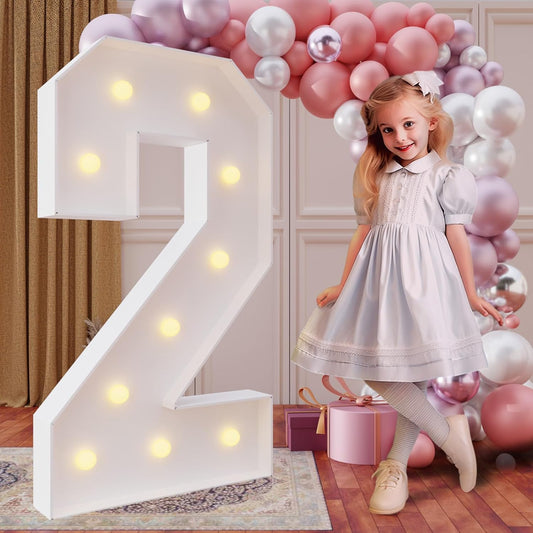imprsv 4FT Marquee Numbers,DIY Marquee Numbers for 21st Birthday Decorations, Party Party Decorations,Anniversary Party Decor,Mosaic Number for Balloons Number 2,Pre-Cut Foam Board Kit