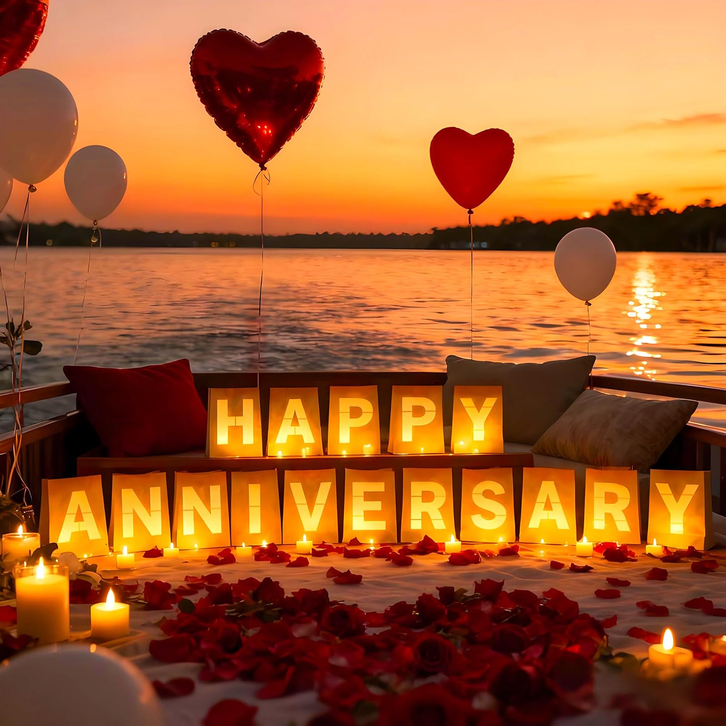 Peledic Happy Anniversary Light Up Letters, Include Light up Letters, with Tea Lights Candles