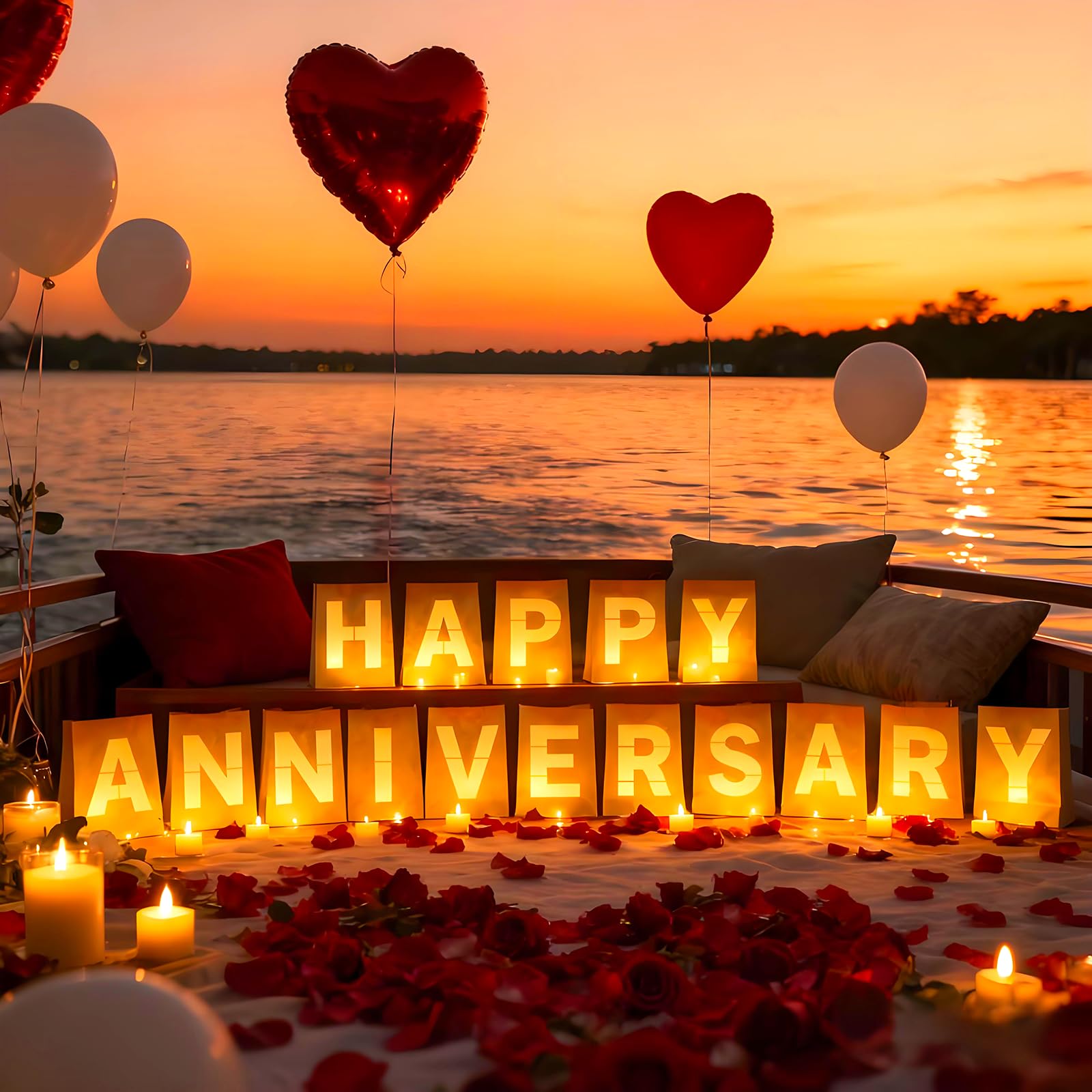 Peledic Happy Anniversary Light Up Letters, Include Light up Letters, with Tea Lights Candles