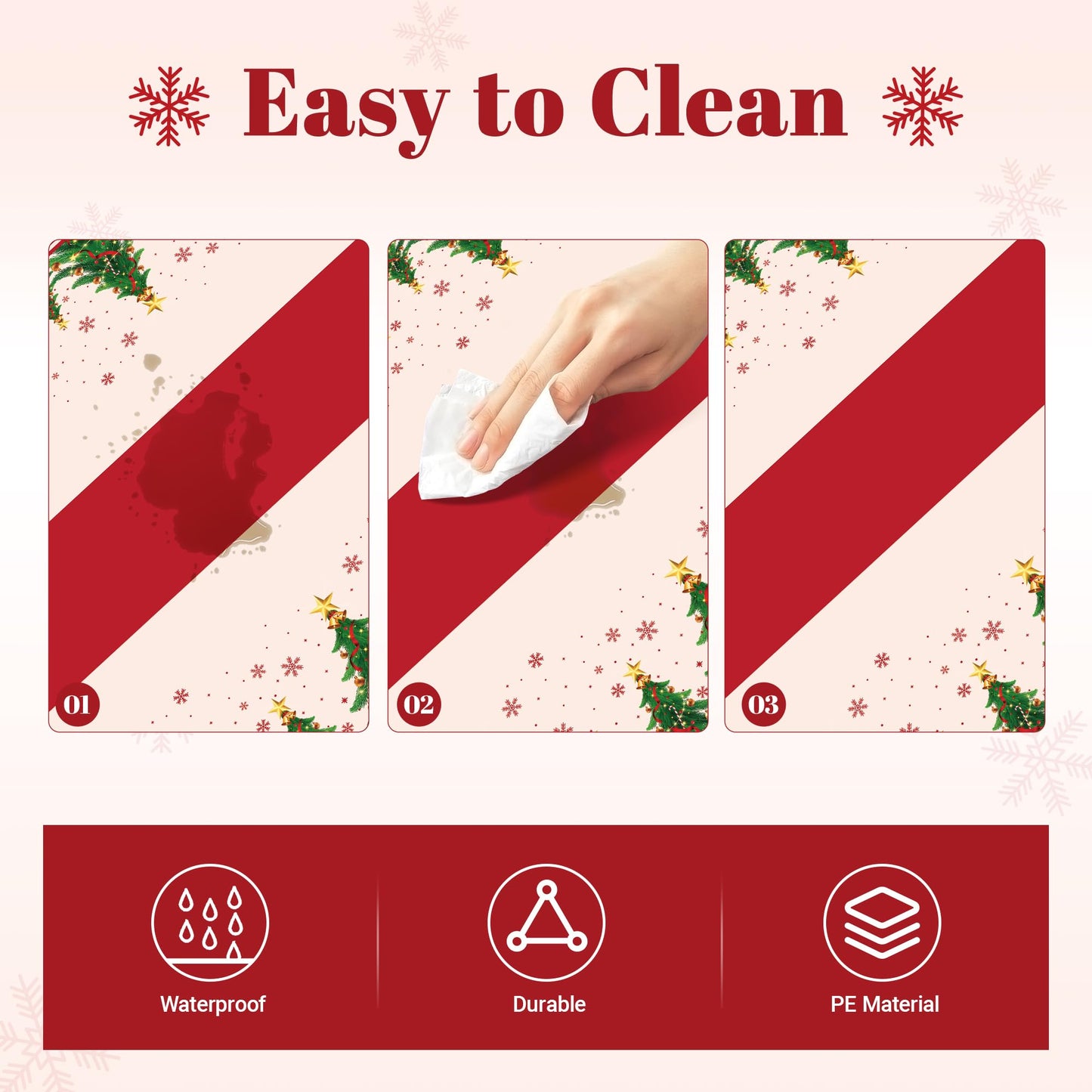 Childom 2 Pack Christmas Tablecloths,Christmas Party Decoration,54 x 108 Inch,Disposable Plastic