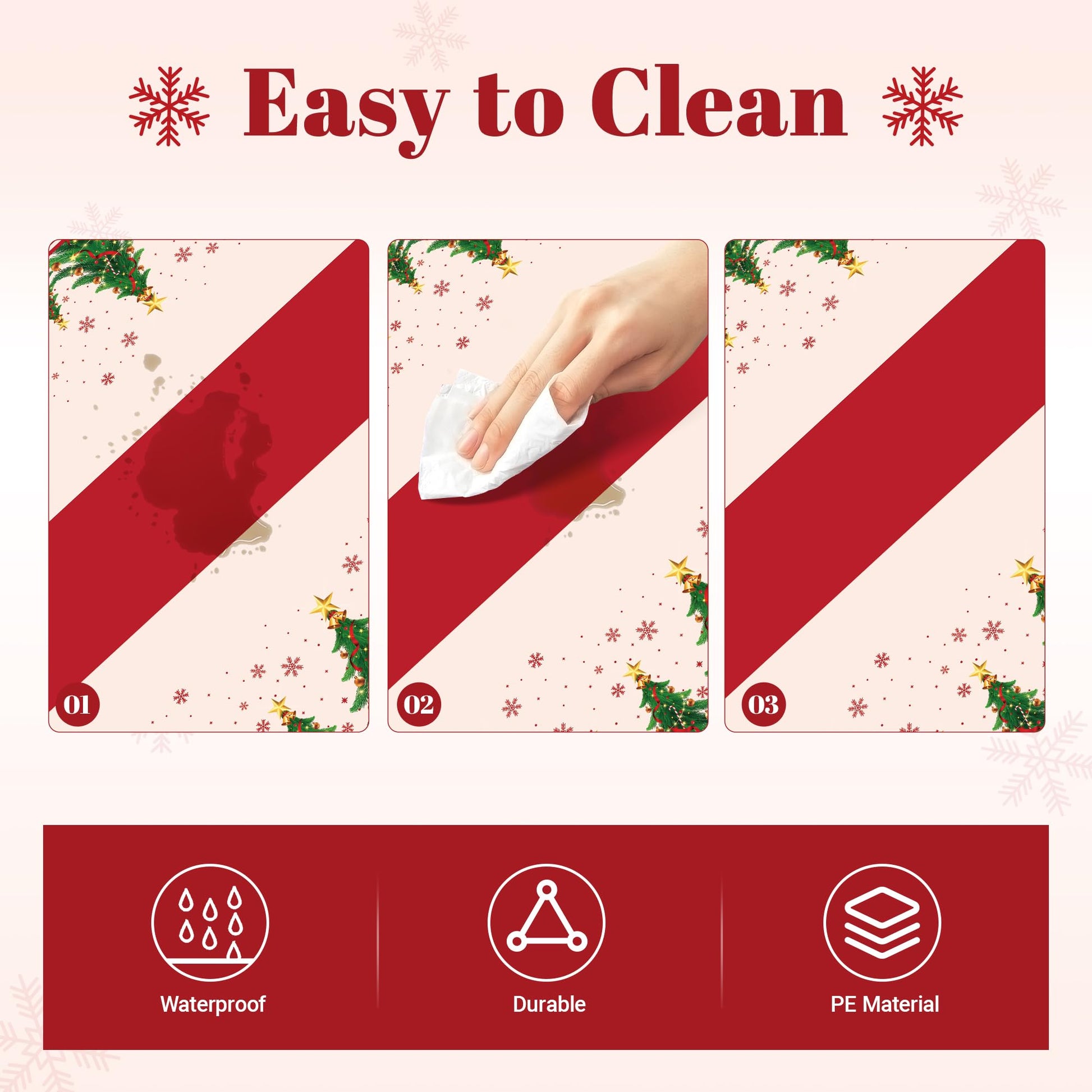 Childom 2 Pack Christmas Tablecloths,Christmas Party Decoration,54 x 108 Inch,Disposable Plastic