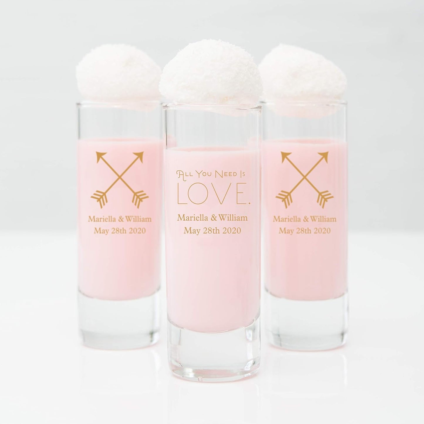 WEDDINGSTAR Personalized 2.5oz Tall Shot Glass Customizable Full Color Print - 132 pack