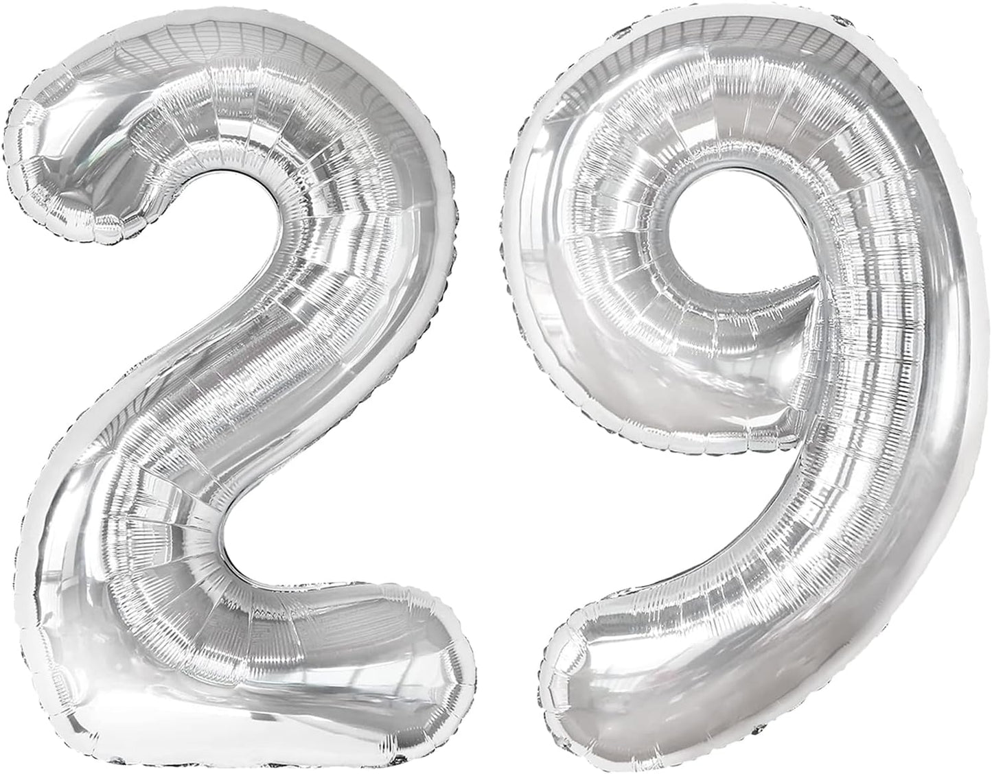40 Inch Big Silver 29 Balloon Number, Jumbo Giant Happy 29th 29 Birthday Party Decorations, Large 29 Mylar Foil Anniversary Birthday Party Engagement Decorations