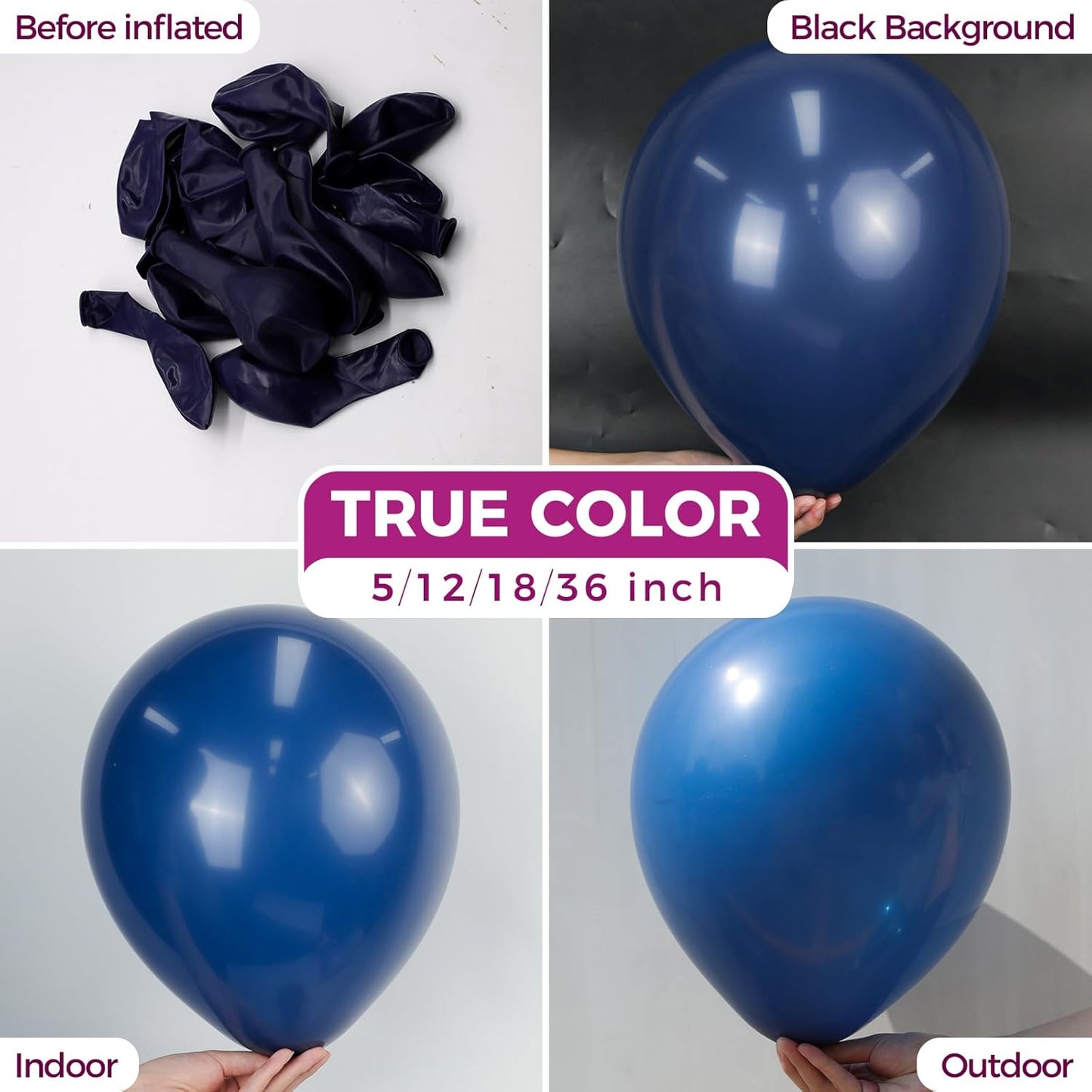 Bezente Navy Blue Giant Balloons 36 Inch - 8 Pack Jumbo Blue Large Round Dark Blue Latex Balloon for Bridal Shower Graduation Wedding Party Decorations