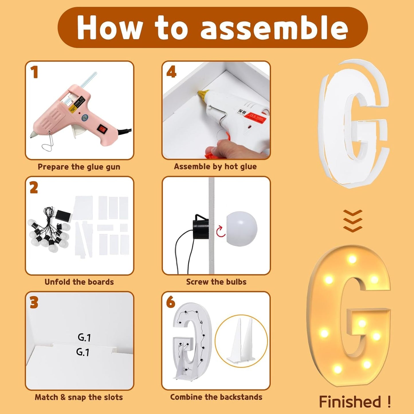 imprsv Marquee Light Up Letters, 3FT Mosaic Letters with Light for Baby Shower Graduation Party Decor, Large G for Engagement Wedding Party Decorations (Need to Assemble)