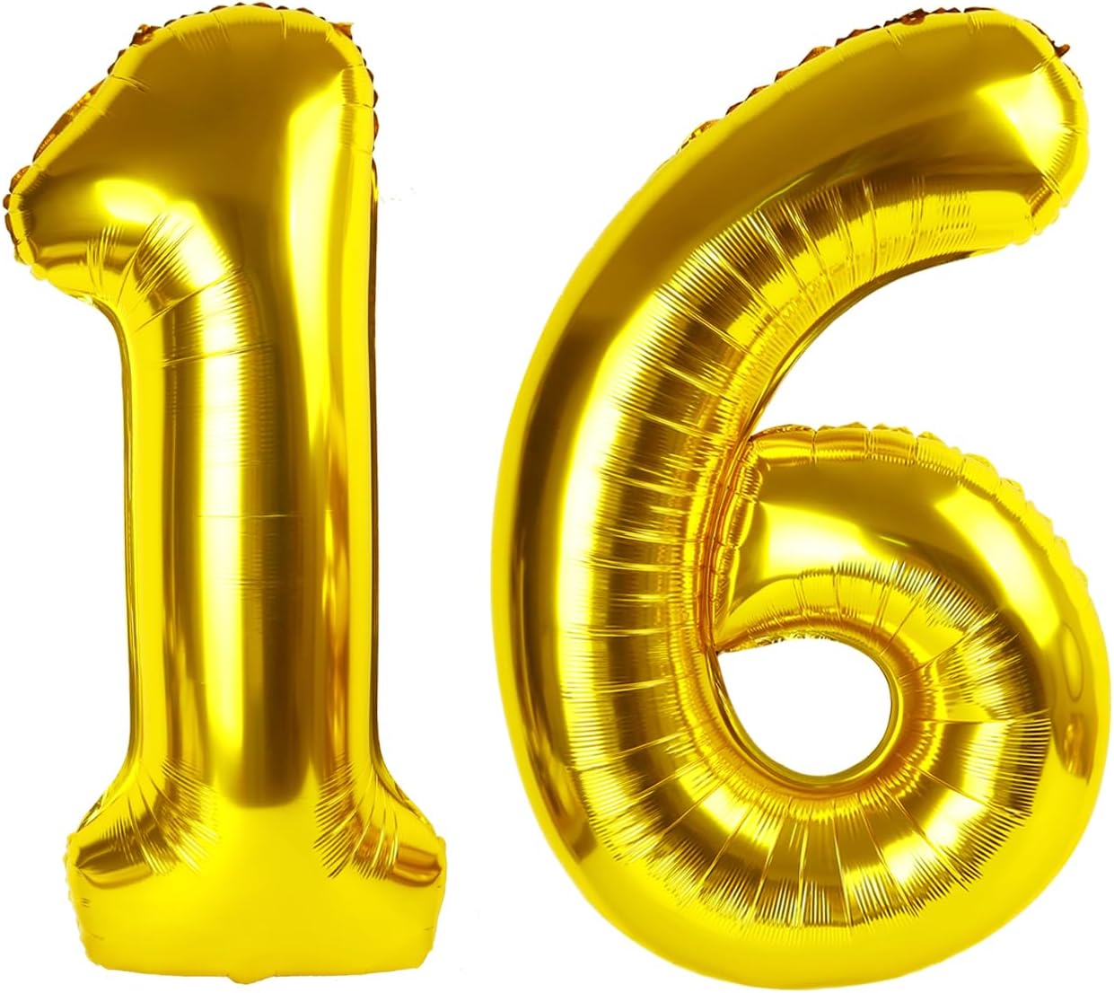 Gold 40 Inch Mylar Foil Number 16 61 Balloon, Birthday Digital Balloons for 16 Boy Girl Party Decorations Supplies, Big Helium Balloon Numbers for 16 61 Men Women Anniversary