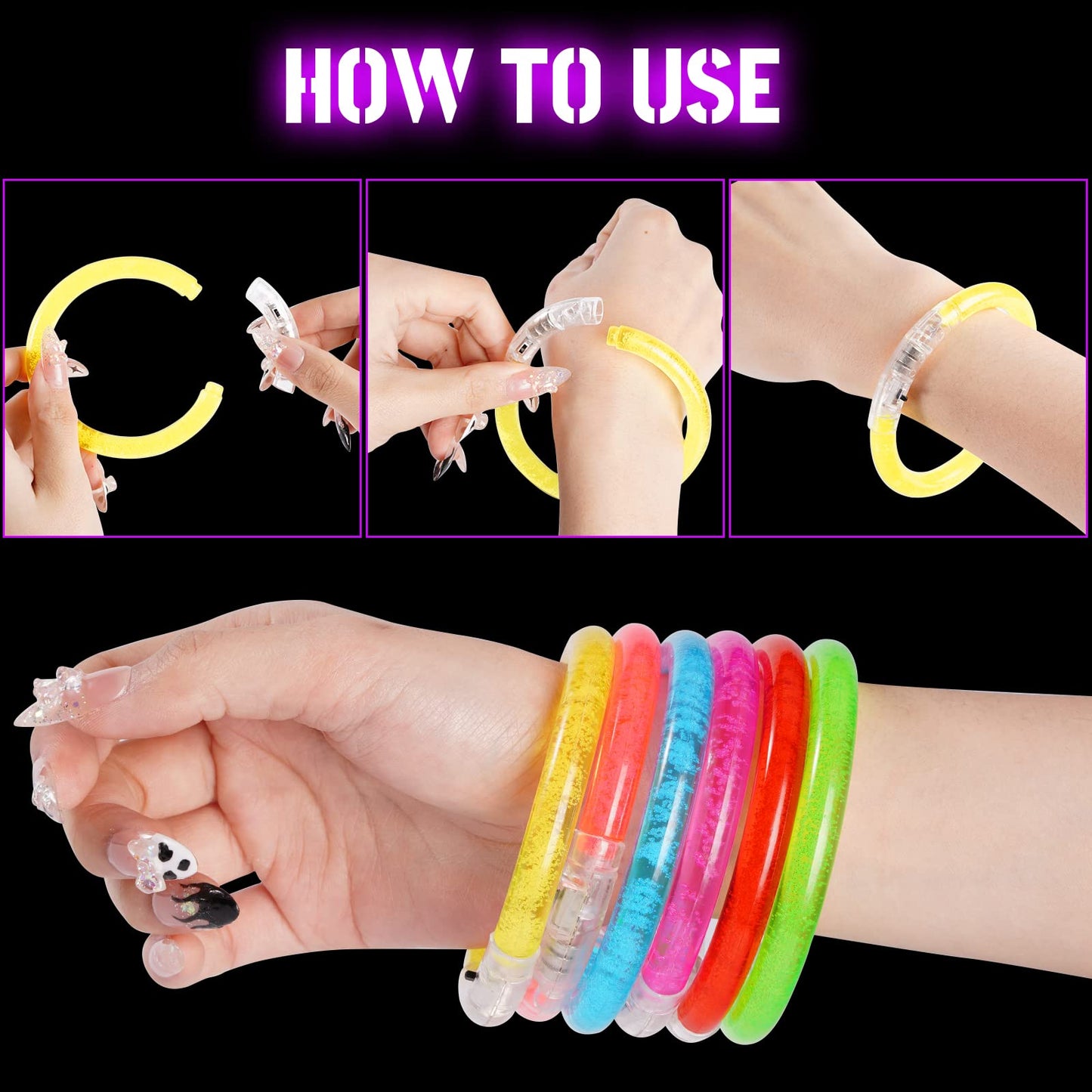 Mikulala 24Pcs Glow in the Dark Party Supplies for Kids/Adults, Flashing Light up Toys LED