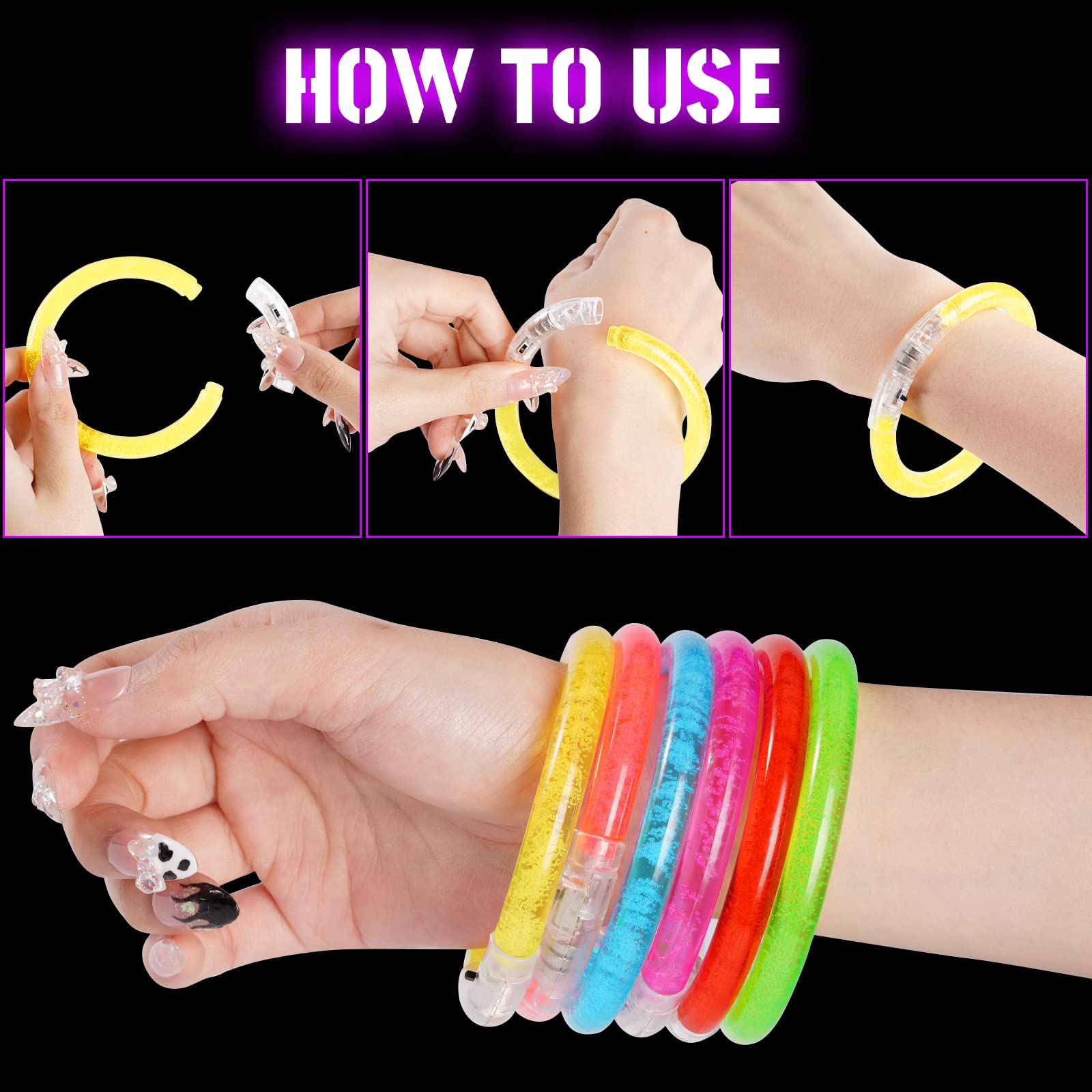 Mikulala 24Pcs Glow in the Dark Party Supplies for Kids/Adults, Flashing Light up Toys LED