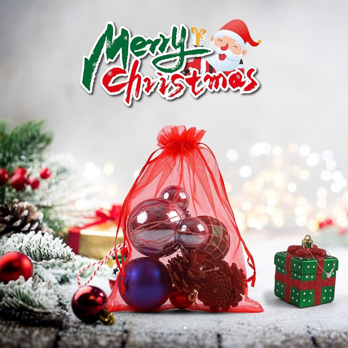 ANZNKU 100 Pack Organza Bags 6x9 Inch, Assorted Colors Mesh Drawstring Bags, Mesh Gift Bag Large Organza Bag for Wedding Party Favor Christmas