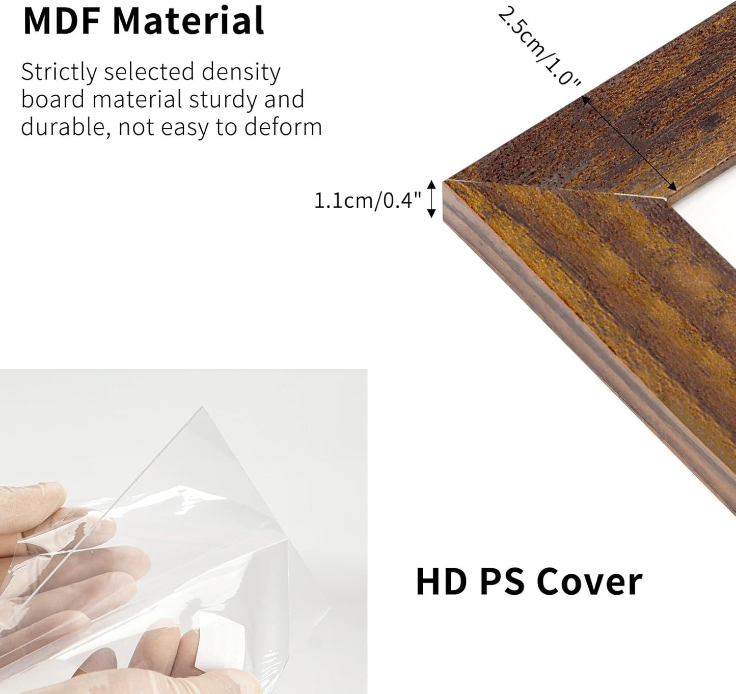 PETAFLOP 8.5x11 Picture Frame Rustic Certificate Frames Wall Tabletop Display Horizontally or Vertically, 7 Pack